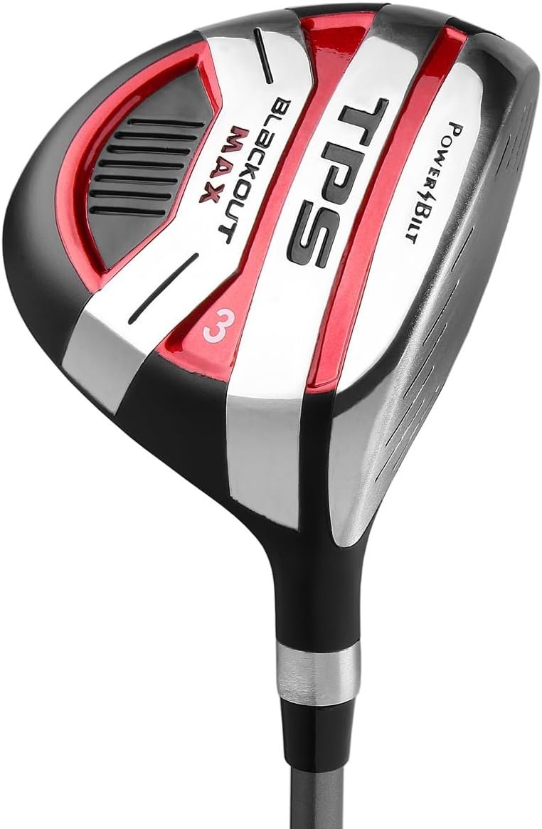 Powerbilt TPS Blackout Max Fairway Woods, 3/5/7 Men’s Right Handed Regular Flex Black/Red