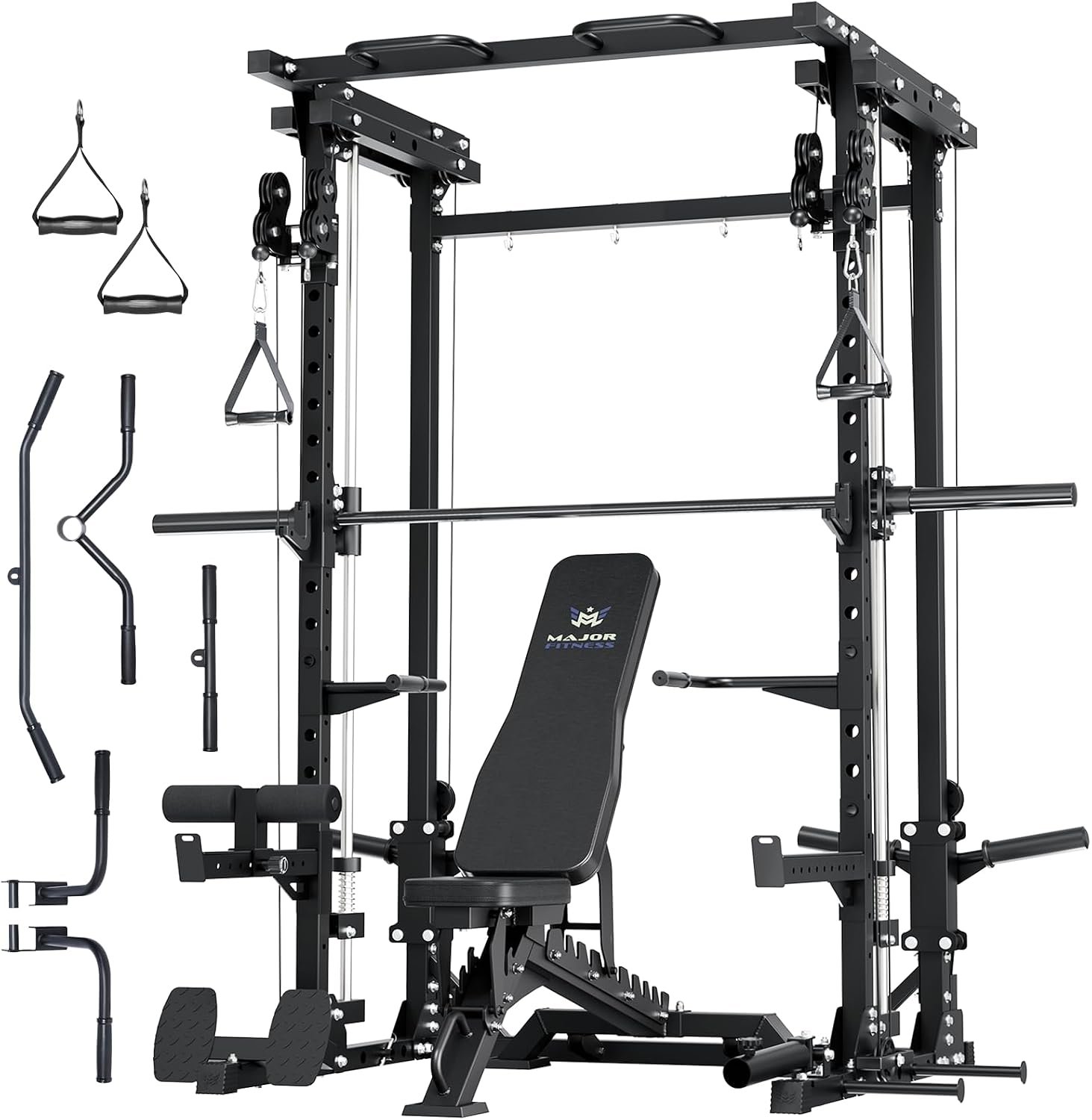 Major Fitness Drone3 Smith Machine, All-in-One Home Gym Power Rack | with Cable Crossover, Pull-Up Bars, T-Bar & Squat Station, Heavy-Duty Full-Body Workout for Strength Training