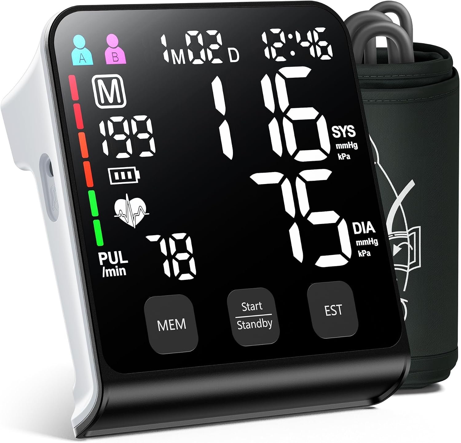 Blood Pressure Monitor, Upper Arm BP Machine for Home Use | FDA-Cleared FSA&HSA Eligible Adjustable Wide-Range Cuff 3*199 Sets Memory Battery-powered or Plug-in