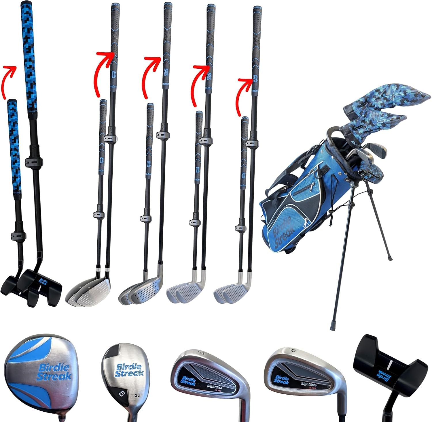 Adjustable Golf Clubs for Kids, Right Hand, Ages 5–12, Multiple Club Options
