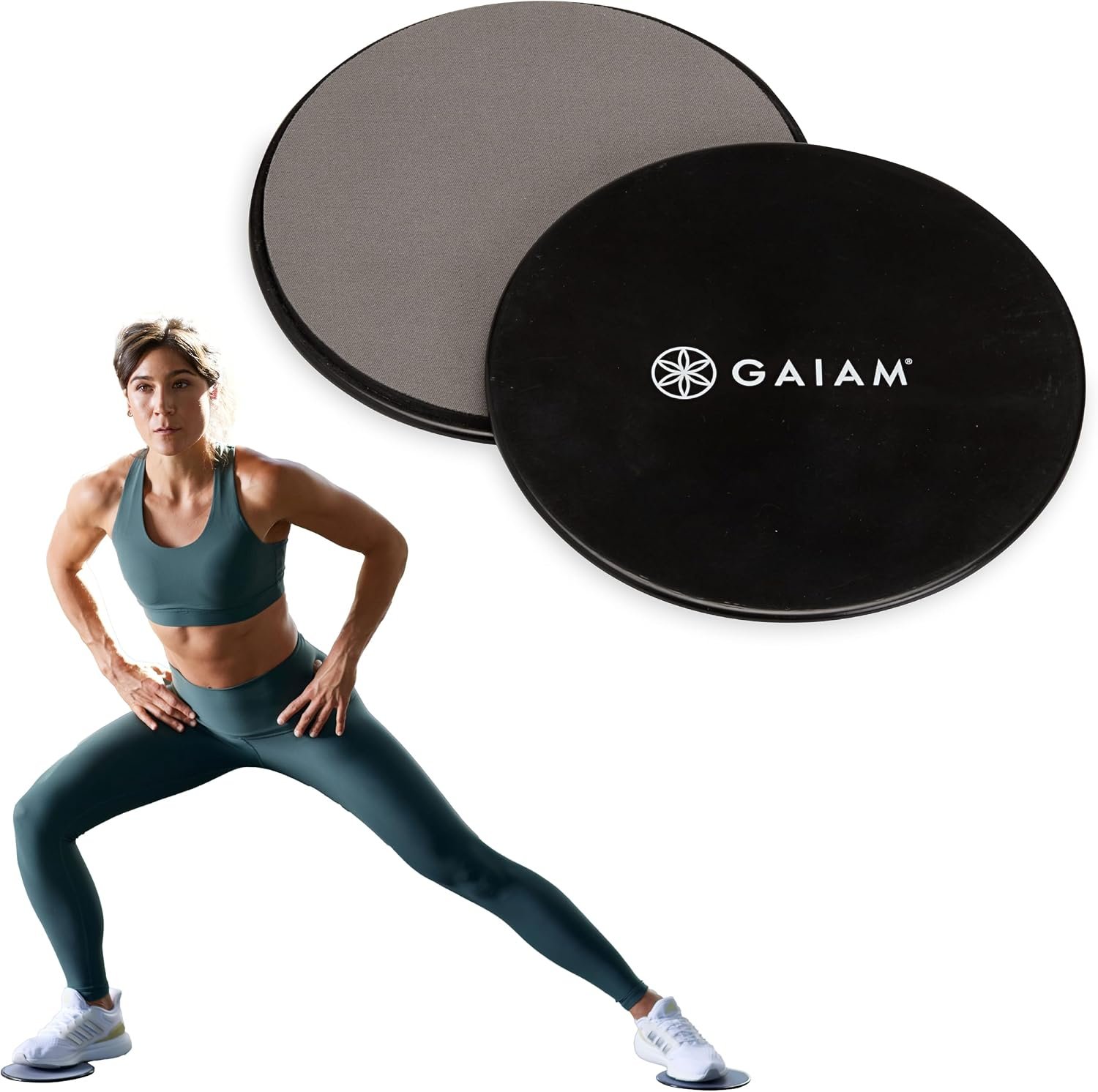 Gaiam Core Sliding Discs – Dual Sided Workout Sliders for Carpet & Hardwood Floor – Home Ab Pads Exercise Equipment Fitness Sliders for Women and Men