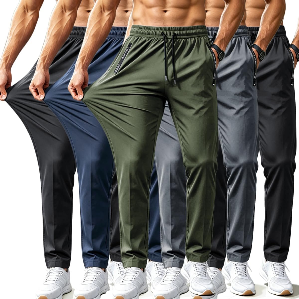 2, 3 or 5 Pack Men’s Quick Dry Sweatpants Jogger Stretch Workout Gym Hiking