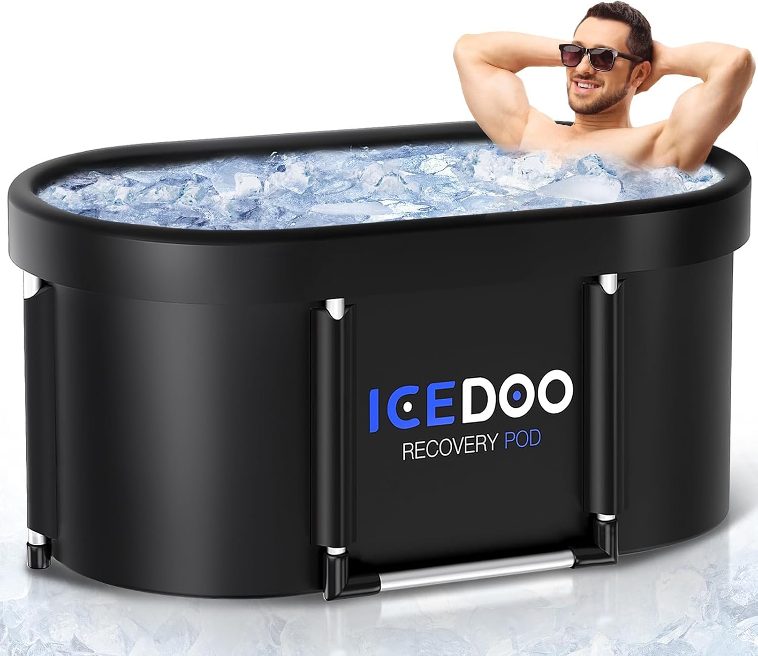 Wxtkkom New Upgrade XL 139-Gallon Oval Ice Bath Tub – 6 Layered Portable Bathtub, Drop-In Bathtubs Foldable with Cover Cold Plunge Tub for Athletes, Home Gym, Outdoor Recovery Use