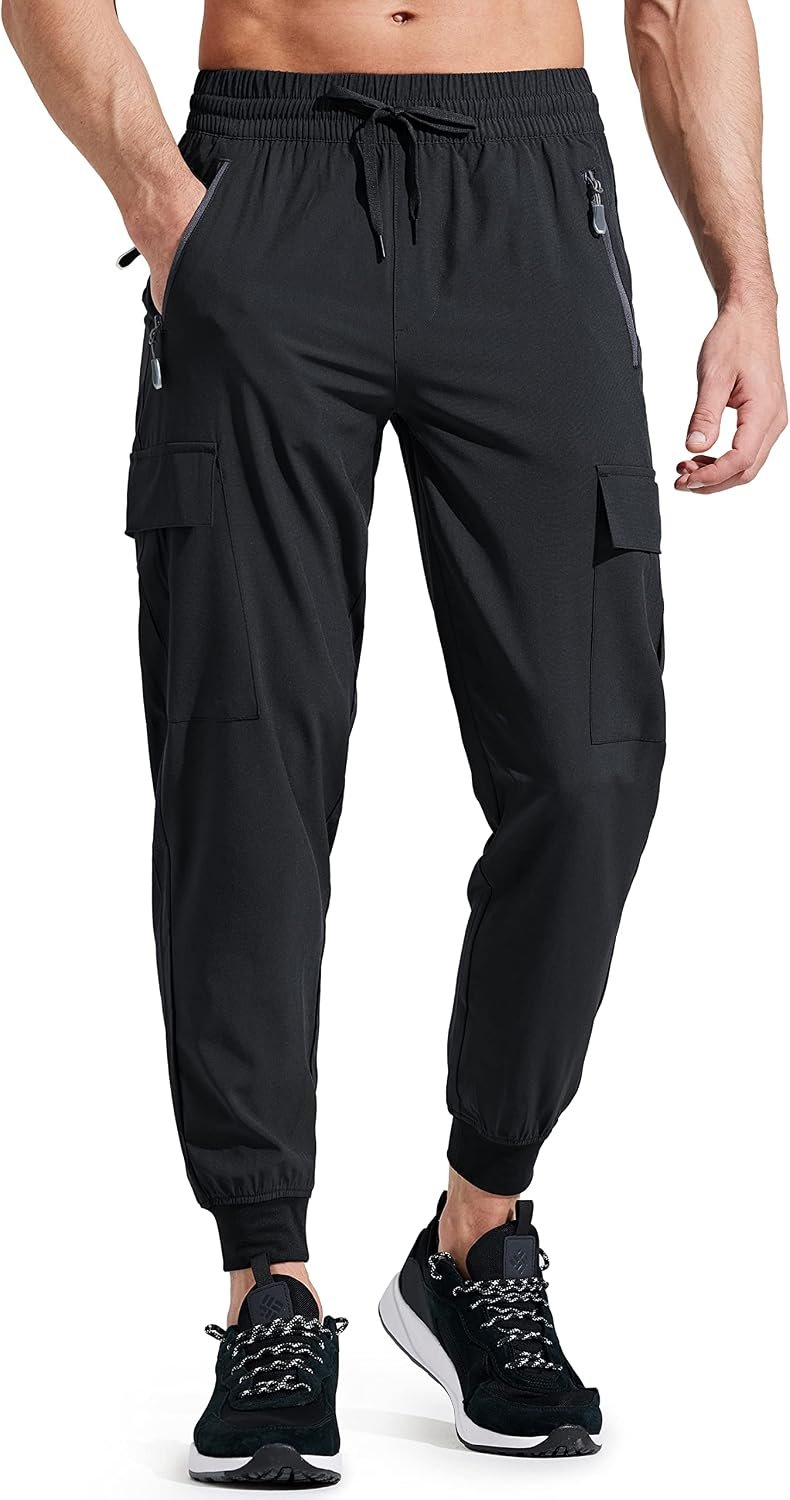Libin Men’s Lightweight Joggers Hiking Pants Running | Quick Dry, Water Resistant, Lightweight, Zipper Pockets, UPF 50+, Running, Workout, Athletic, Travel, Casual, Outdoor