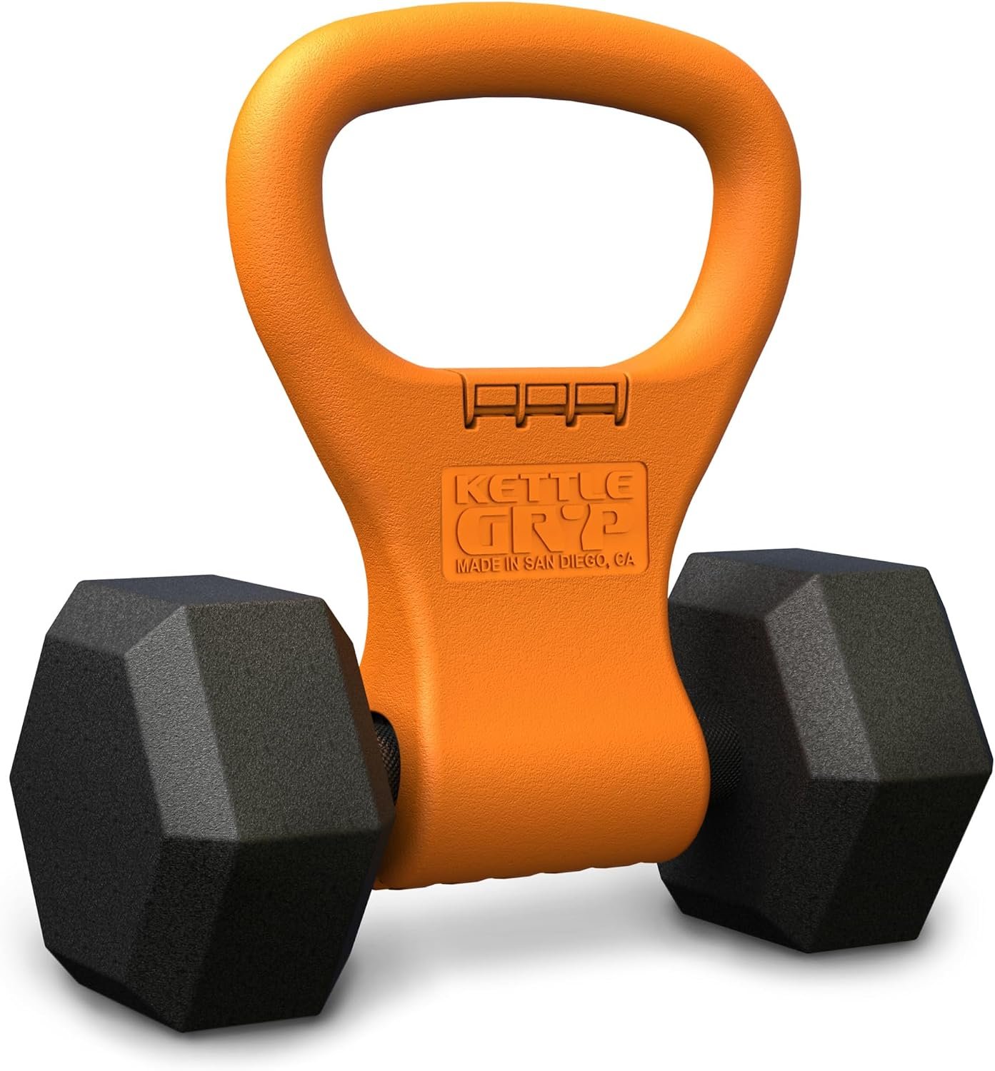 KETTLE GRYP Dumbbell to Kettlebell Grip Converter Handle Made in USA Orange