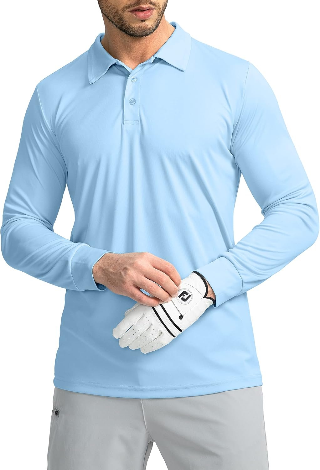 Men’s Polo Shirt Long Sleeve Golf Shirts Lightweight UPF 50+ Sun Protection Cool Shirts for Men Work Fishing Outdoor