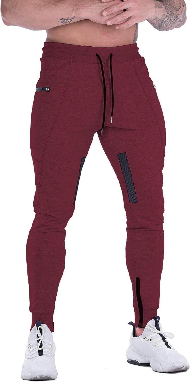 FIRSTGYM Mens Joggers Sweatpants Slim Fit Workout Training Gym Jogger Pants | Thigh Mesh, Zipper Pockets