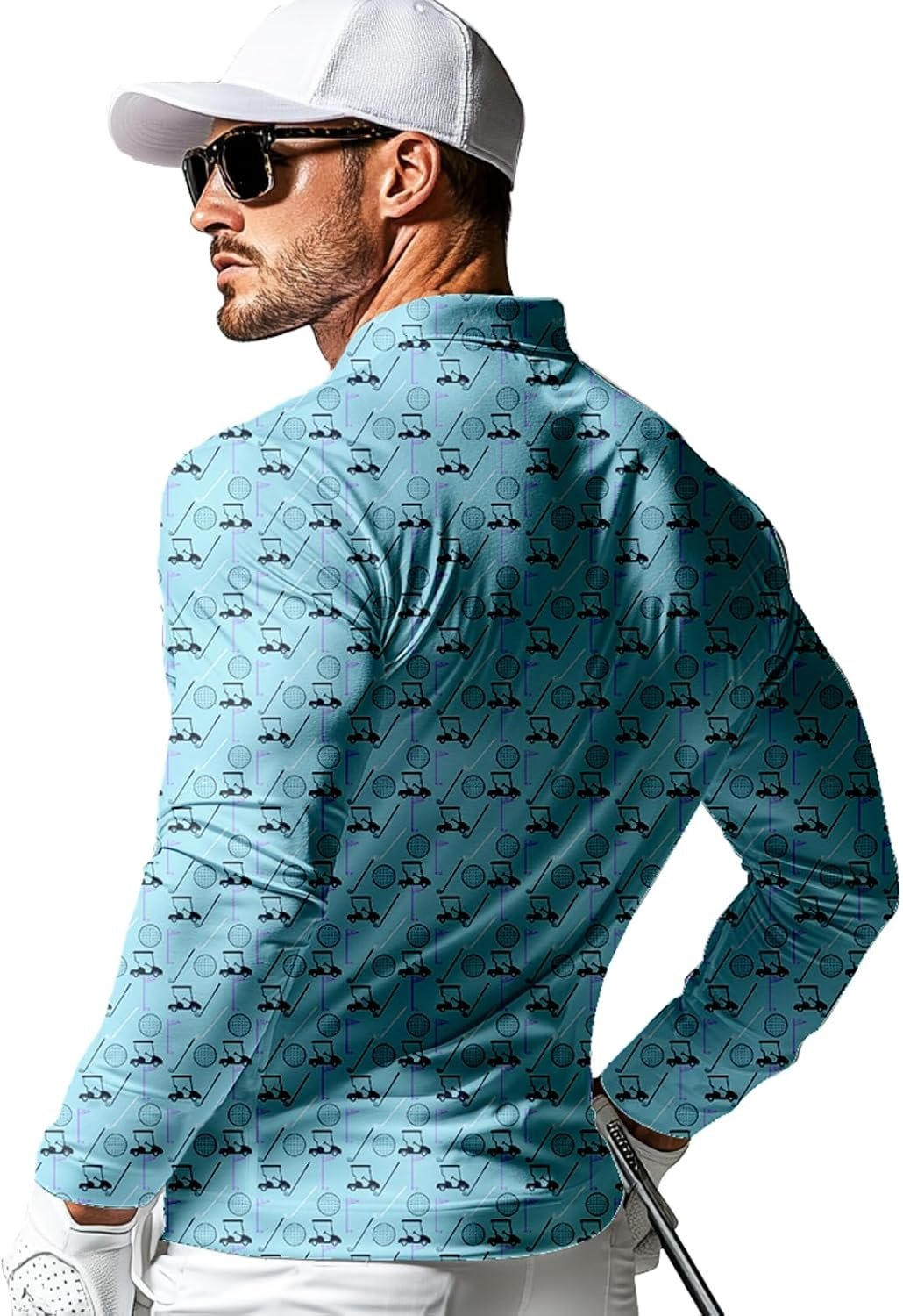 Men’s Long Sleeve Golf Shirt Quick Dry 3 Button Work Fishing Outdoor Casual Collar Shirt