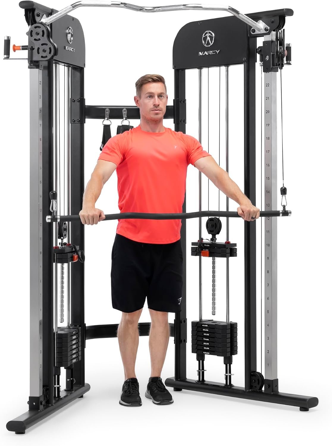 Marcy Strength Training Multi-Functional Trainer with 200 lb Weight Stacks, 2:1 Ratio Cable Pulley Station Home Gym System MFT-942