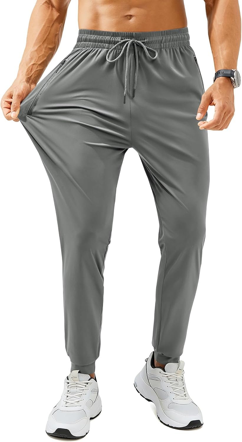 Mens Sweatpants with Zipper Pockets Lightweight Athletic Joggers for Workout Running Gym Track Casual Wear