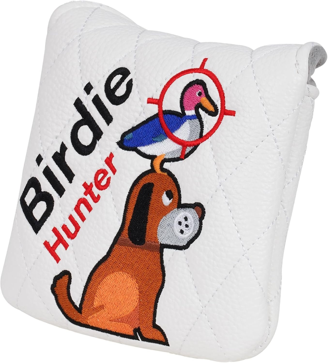 Big Teeth Golf Club Covers Golden Retriever, Mallet Blade Putter Cover | Birdie Hunter Embroidered Df3 Putter Covers Center Shaft Magnetic Closure, White Golf Driver Fairway Wood Hybrid Head Covers