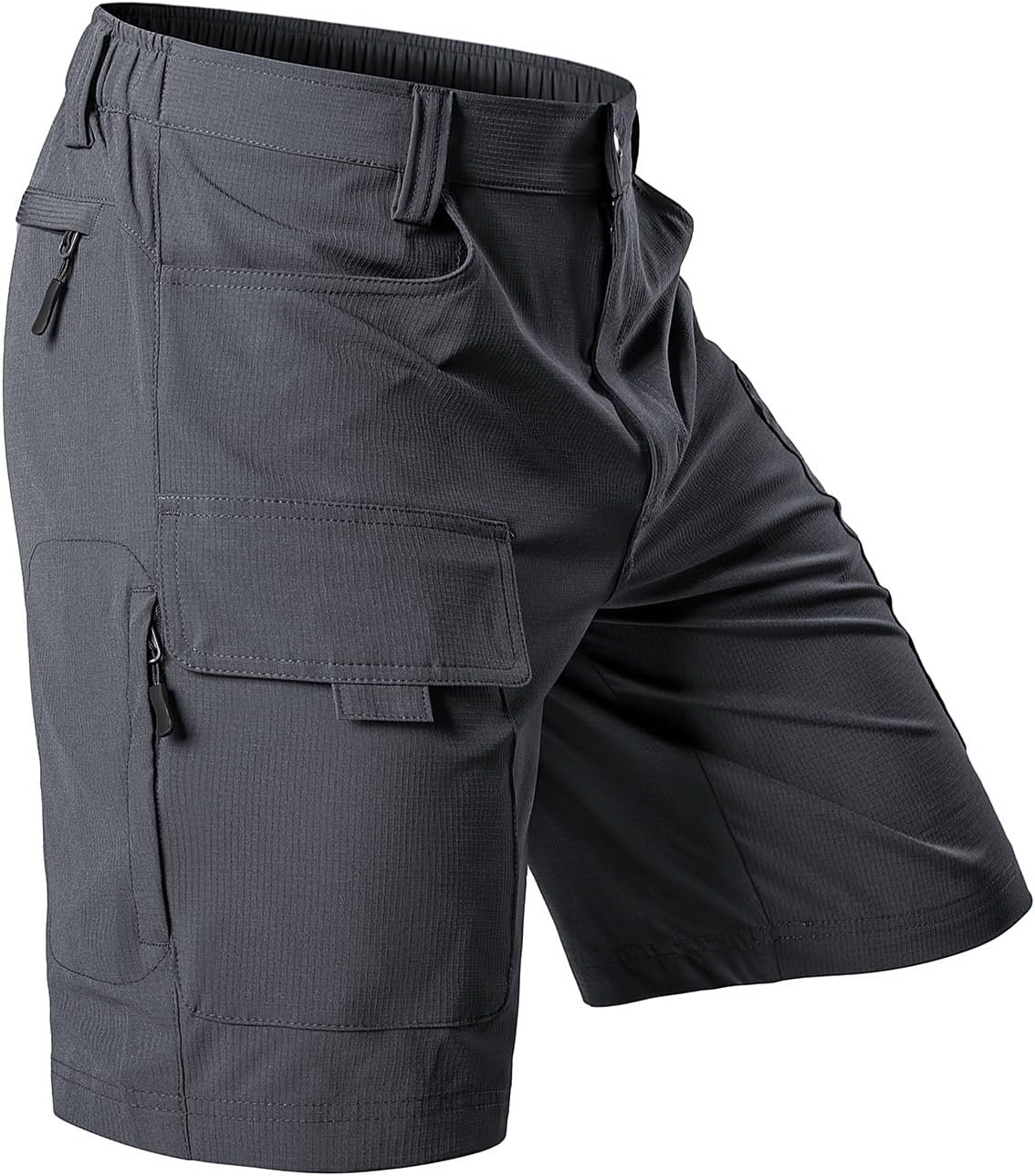 Hiauspor Men’s Hiking Cargo Shorts: Quick Dry Lightweight with 6 Pockets | 4-Way Stretch, Water Resistant, Ripstop Fabric, Zipper Pockets, Elastic Waist, Built For Hiking, Work, Trail & Travel