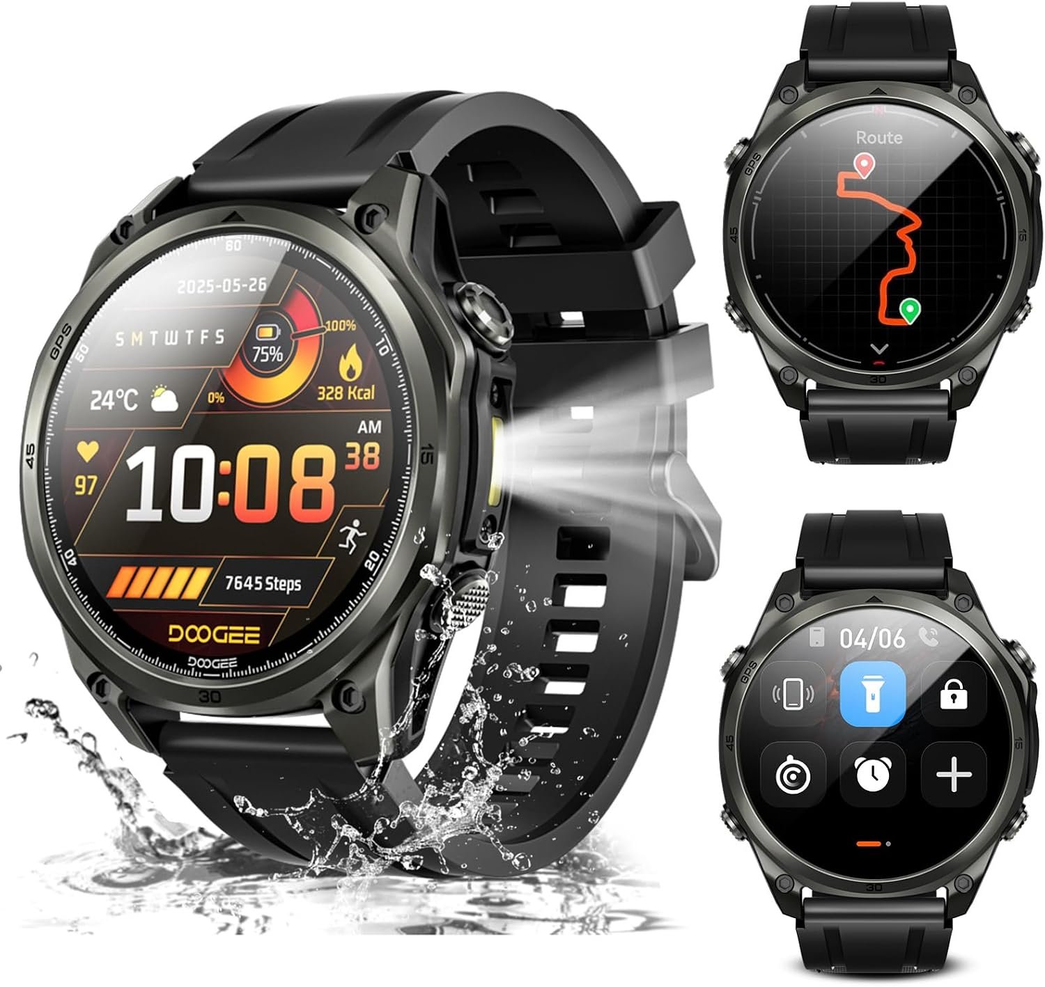 Anywise W1 GPS Smart Watches for Men, 6 Satellite Positioning, 50M Waterproof Fitness Tracker, 1.43” AI Mens Smart Watch for Android Phone/iphone compatible,Answer/Make Call/12 Days Battery