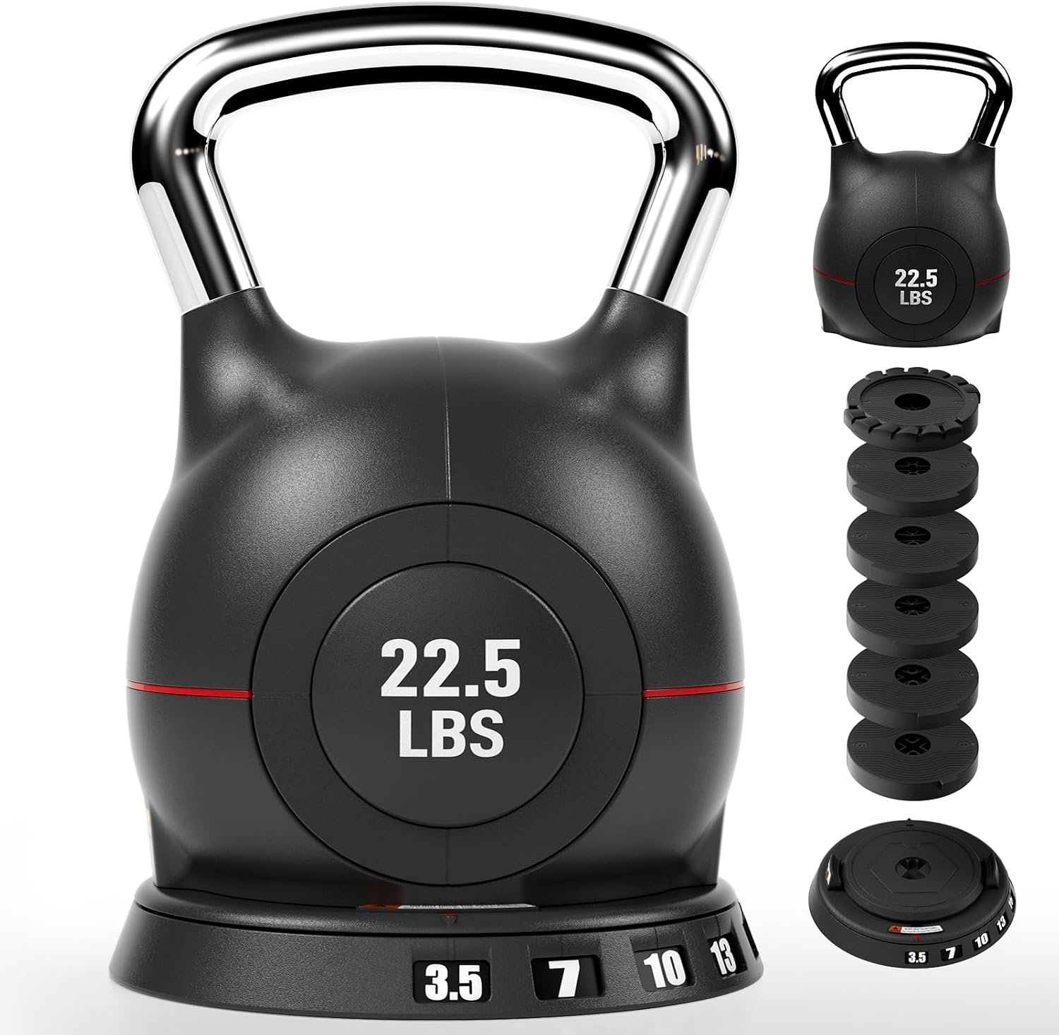 LIFERUN Adjustable Kettlebell Set with 7 Weight Levels, 22.5 lb or 44 lb | Quick-Change Weight Dial & Safety Lock, Space-Saving Design, Full-Body Workout & Cross-Training