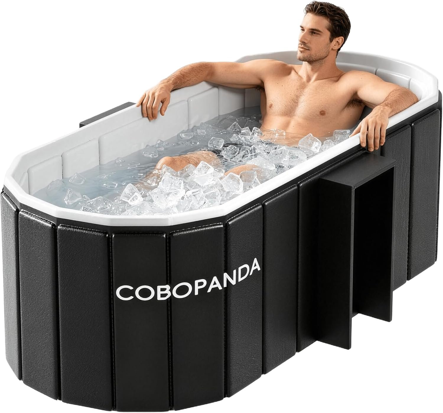 Portable Bathtub for Adult 59″ Large Collapsible Cold Plunge Bathtub Foldable No Installation Ice Bath Tub for Shower Stall, Bathroom Hot SPA Soaking Standing Tub