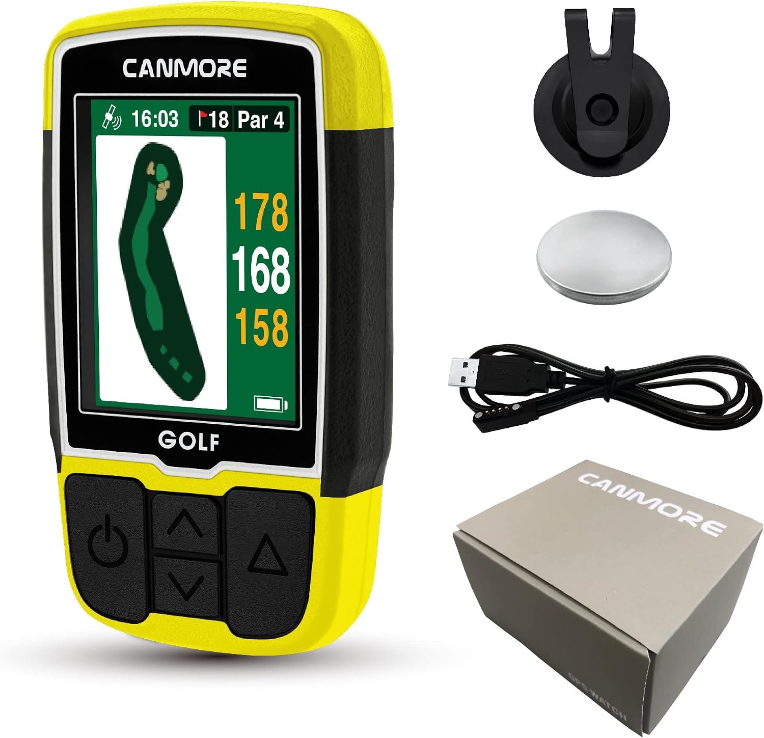 CANMORE Sport HG200 Plus Golf Handheld GPS Device, Over 41,000 Preloaded Global Courses, Yellow
