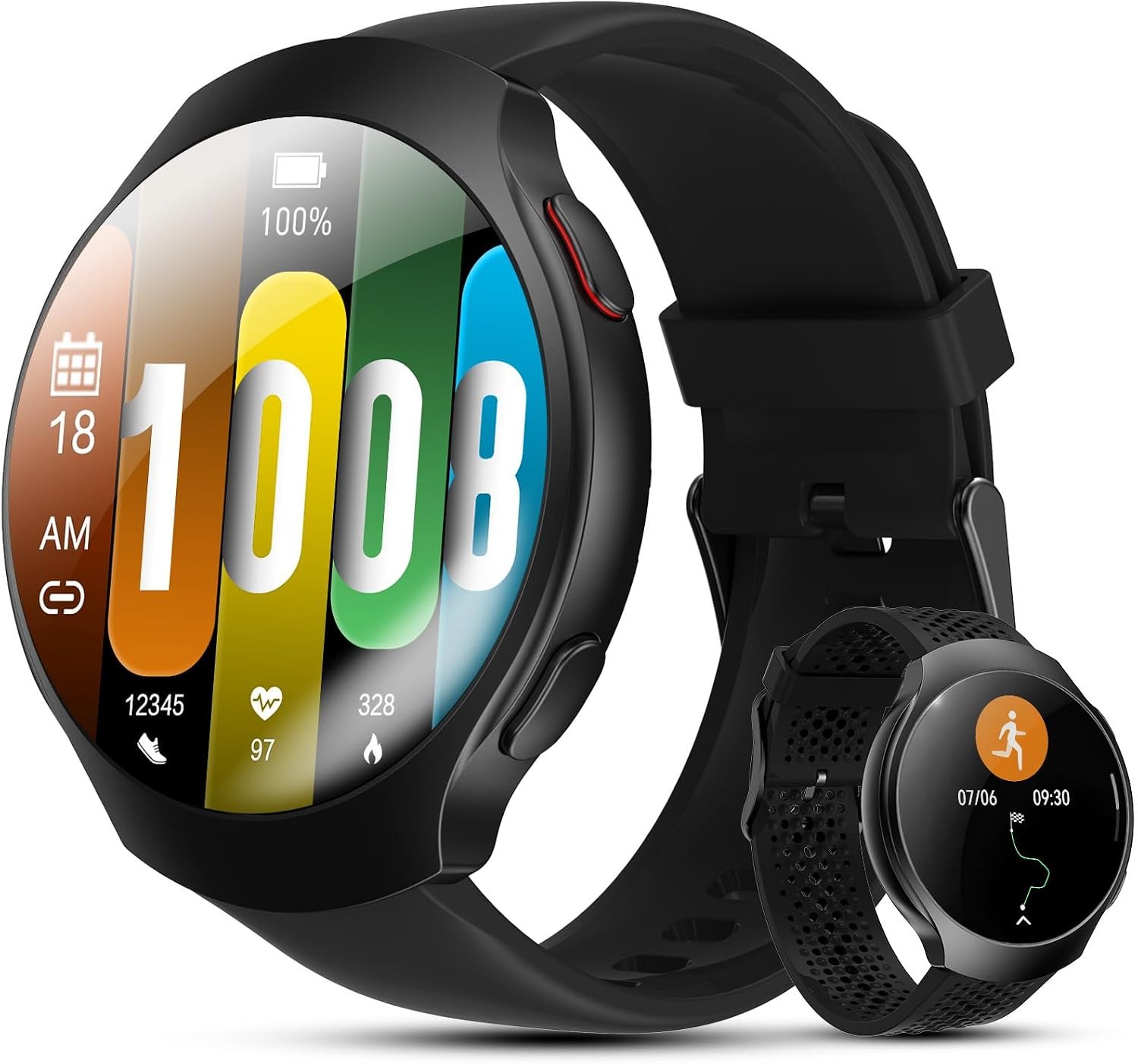 GPS Smart Watch for Men With AI (Answer/Make Call), 1.43″ Micro-Spherical AMOLED Smartwatch for Android and iPhone, 150+ Sport Mode Fitness Tracker with HR, SpO2, Sleep Monitor, 5ATM Waterproof