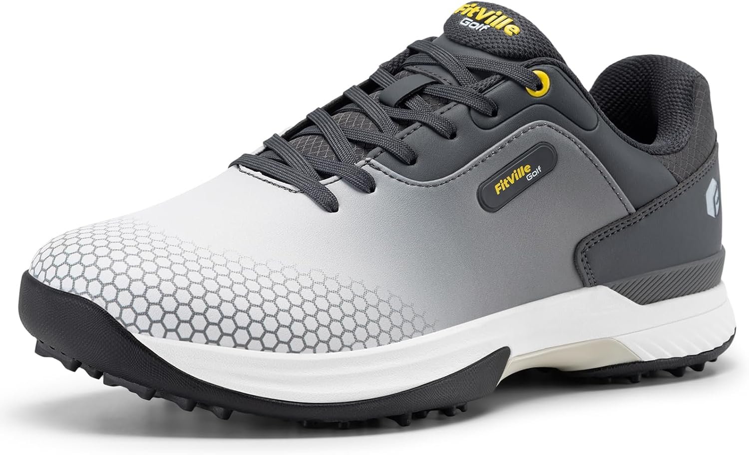 FitVille Wide & Extra Wide Mens Golf Shoes Professional Outdoor Waterproof Spiked Golf Shoes for Men