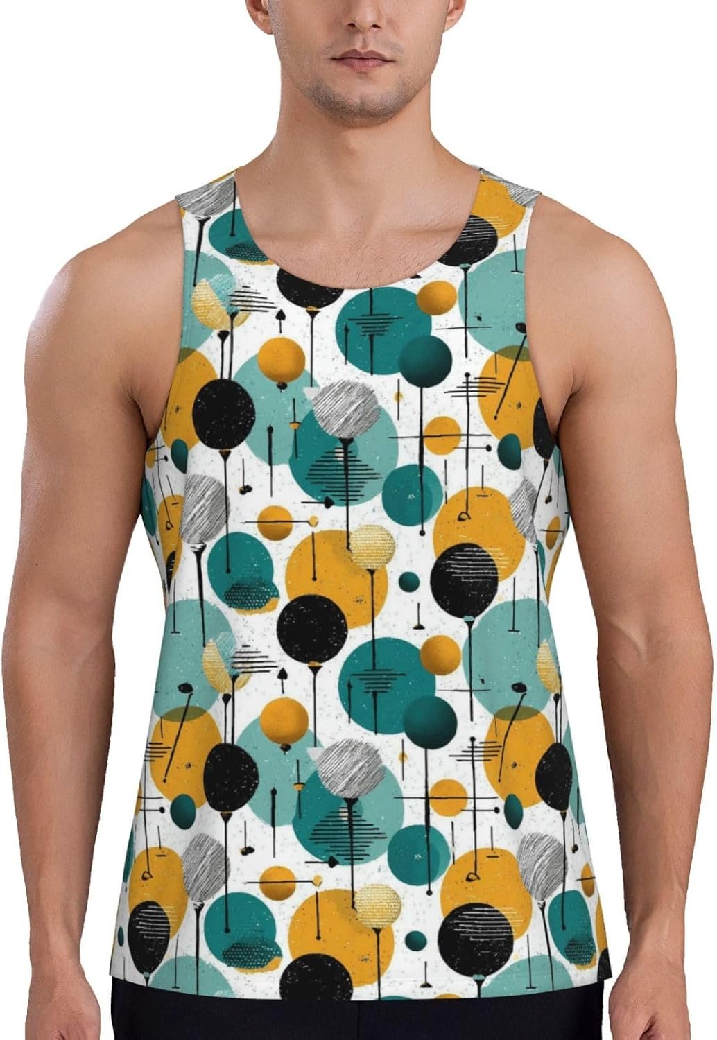 Golf Sport Club (1) Print Men’s Quick-Dry Workout Tank Top, Sleeveless Athletic Shirt