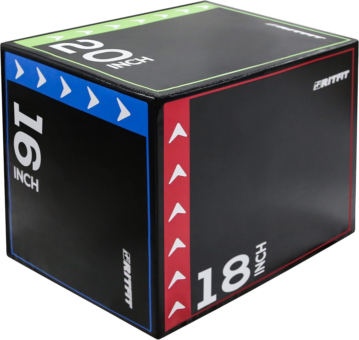 RitFit 3 in 1 Extra Firm Soft Plyo Box Foam Plyometric Box-30”x24”x20”-20″x18″x16″ Heavy Duty High Density Foam Jumping Box 3 Sizes with PVC Cover,Platform for Home Gym Fitness, 440lb Weight Capacity