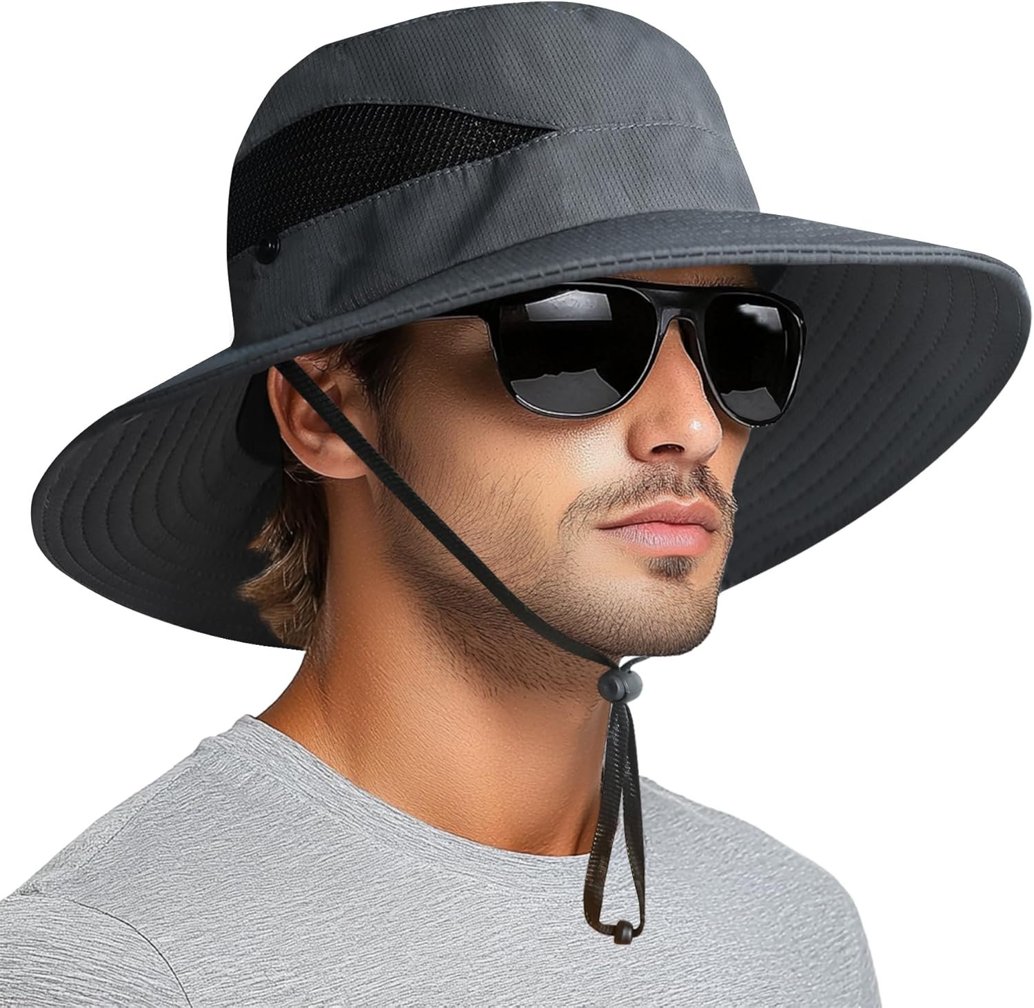 PFFY Sun Hats for Men Women Wide Brim Bucket Hat UPF 50+ Hiking Fishing Hat
