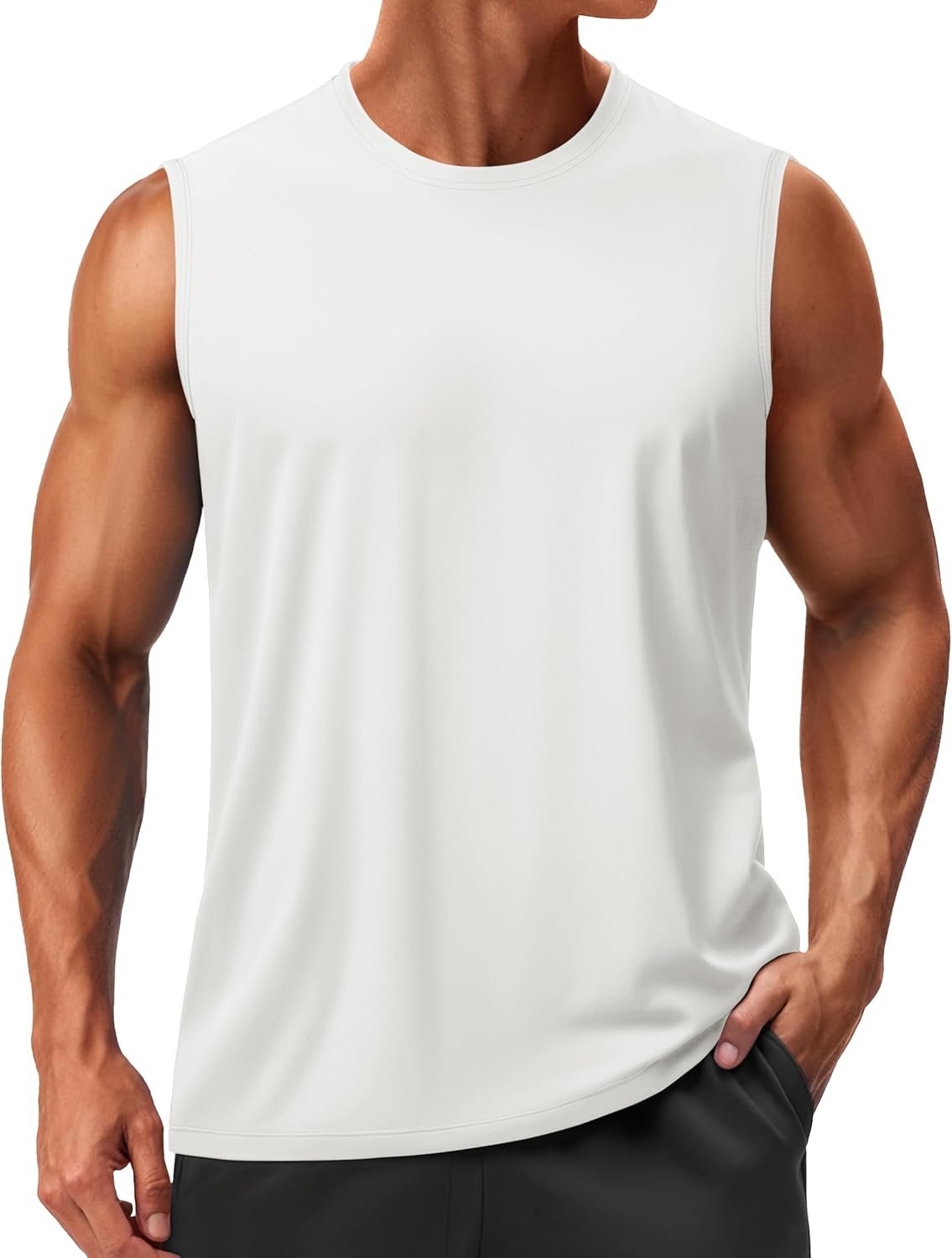 TACVASEN Men’s Sleeveless Shirts Quick Dry Tank Tops for Men Sun Protection UPF 50+ Athletic Gym Workout Muscle Shirts