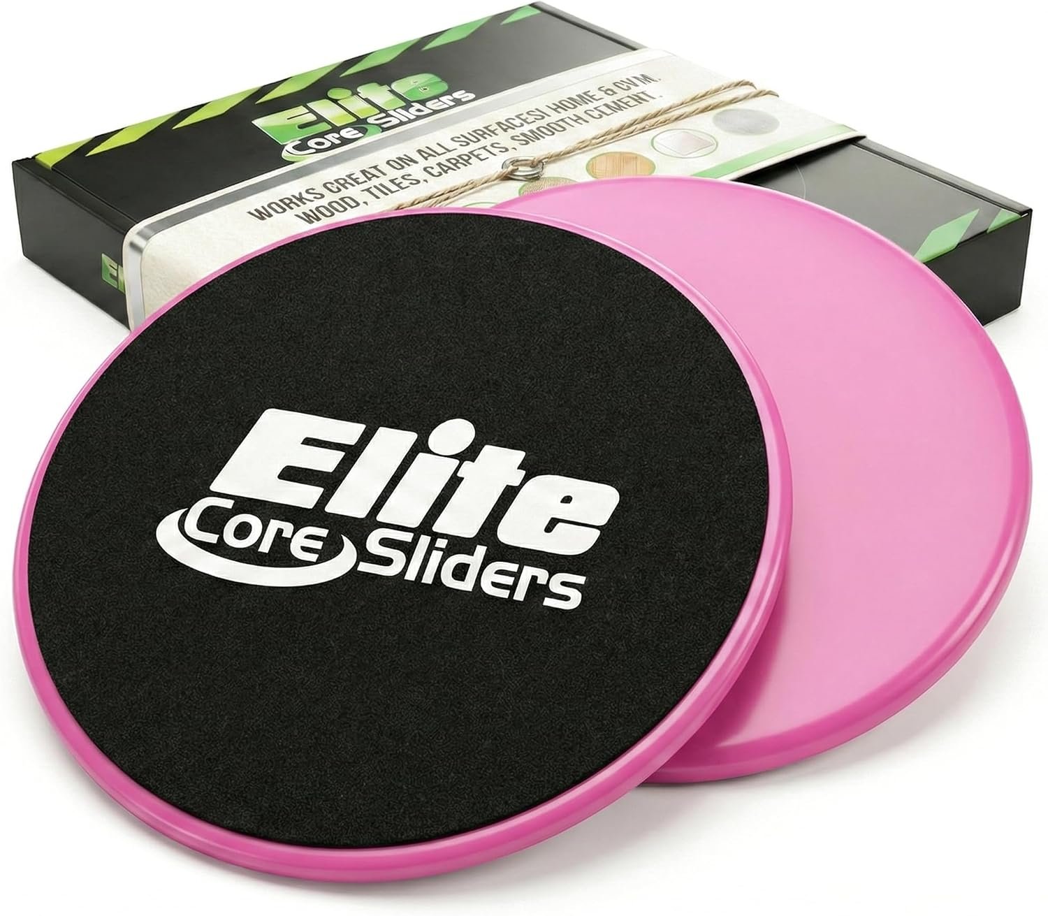 Elite Sportz Core Sliders for Working Out – Pack of 2 Compact, Dual Sided Gliding Discs for Full Body Workout on Carpet or Hardwood Floor – Fitness & Home Exercise Equipment – Small Gift for Athletes