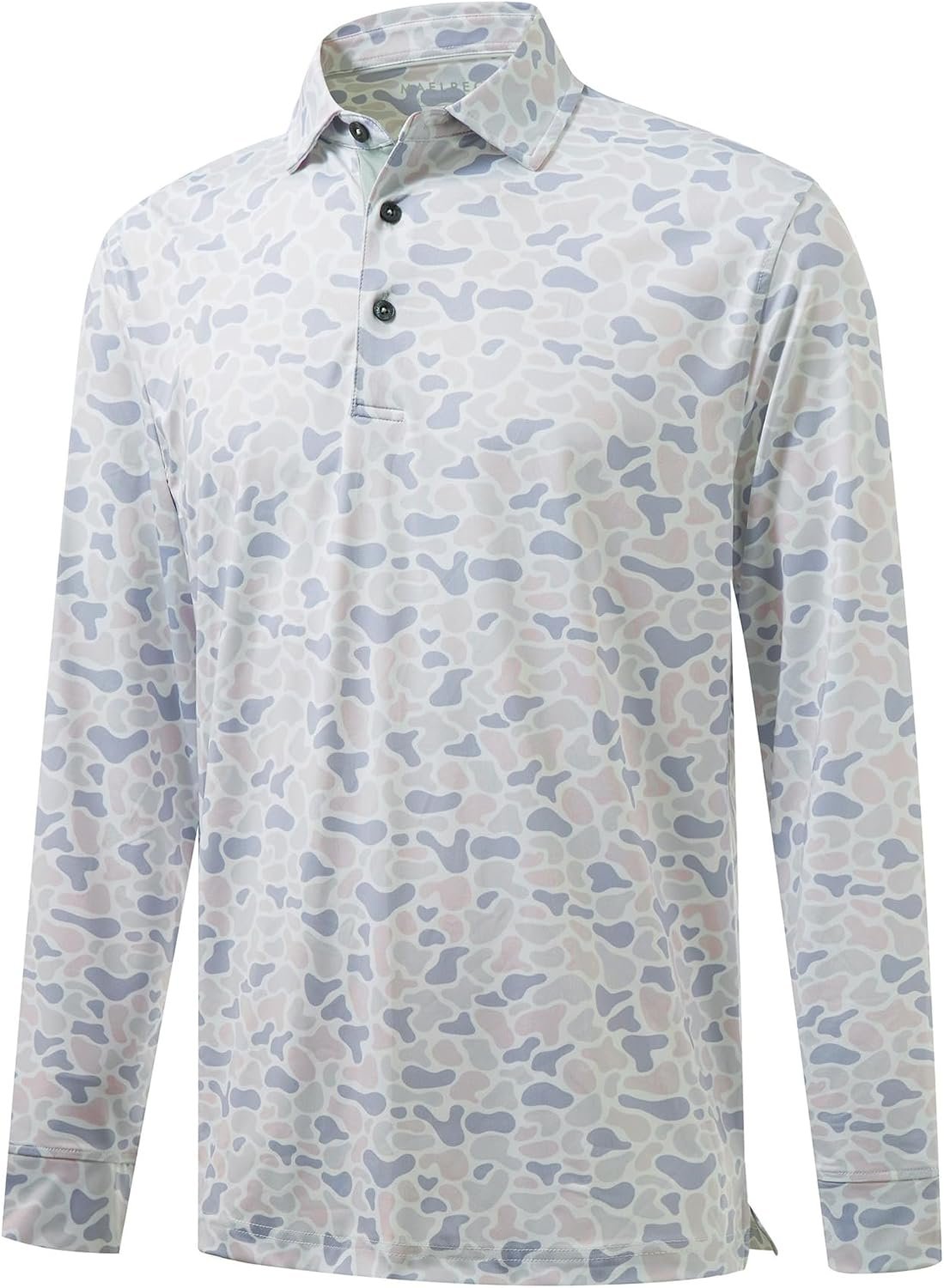 M MAELREG Golf Shirts for Men Dry Fit Performance Moisture Wicking Casual Print Collared Long Sleeve Polo Shirts for Men