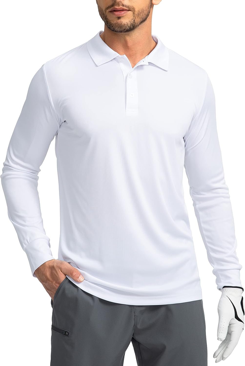 Men’s Polo Shirt Long Sleeve Golf Shirts Lightweight UPF 50+ Sun Protection Cool Shirts for Men Work Fishing Outdoor