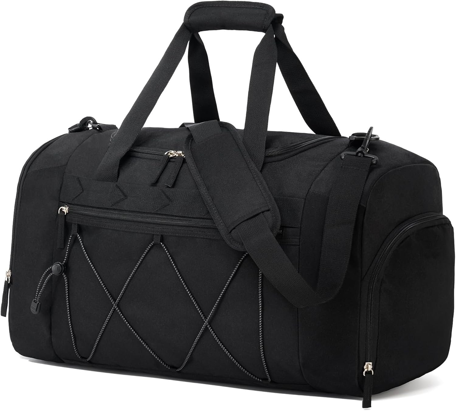 Vorspack 21 Inches Gym Bag for Men Women with Shoe Compartment – Black | 41L Sports Duffle Bag for Travel, 600D Polyester Materials, Wet Pocket, Organized Compartment, for Workout Weekend Overnight