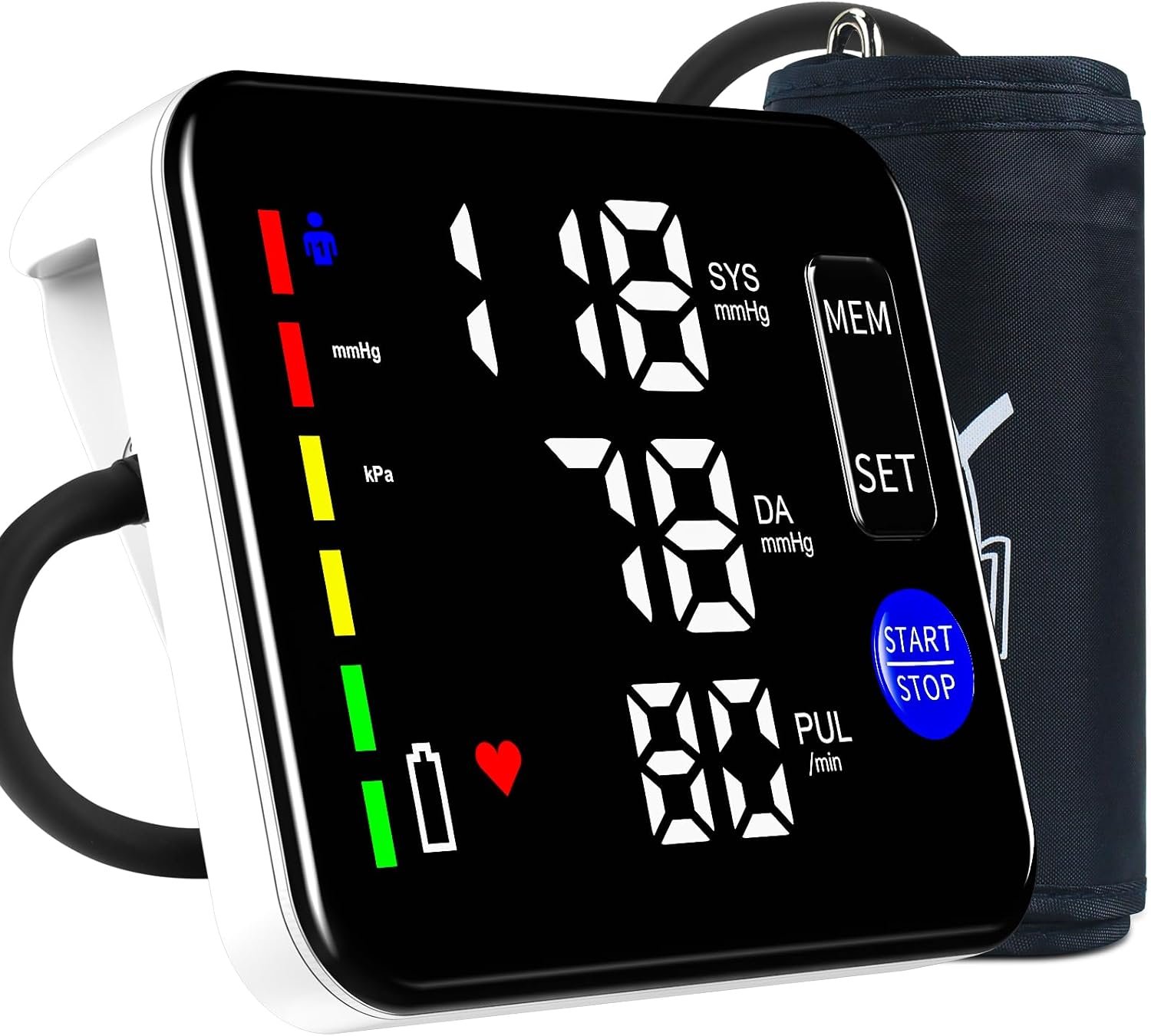 GUAEVER Blood Pressure Monitor Rechargeable Upper Arm, Large Screen, Black | Clinically Accurate, Adjustable 8.7″-16.5″ BP Cuff, 2×120 Memory, Voice Guidance, Irregular Heartbeat Alert, Easy for Seniors