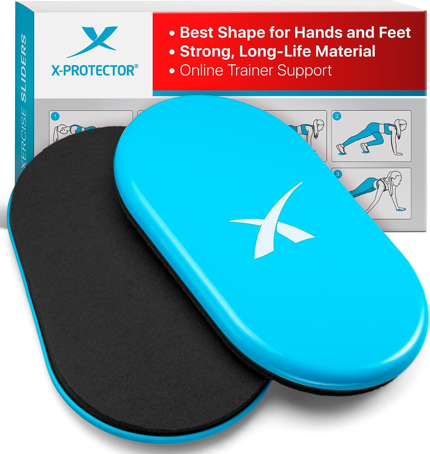 X-Protector Sliders for Working Out – 2 PCS – Double-Sided Exercise Sliders for Hard & Carpeted Floors – Gliders for Exercising!
