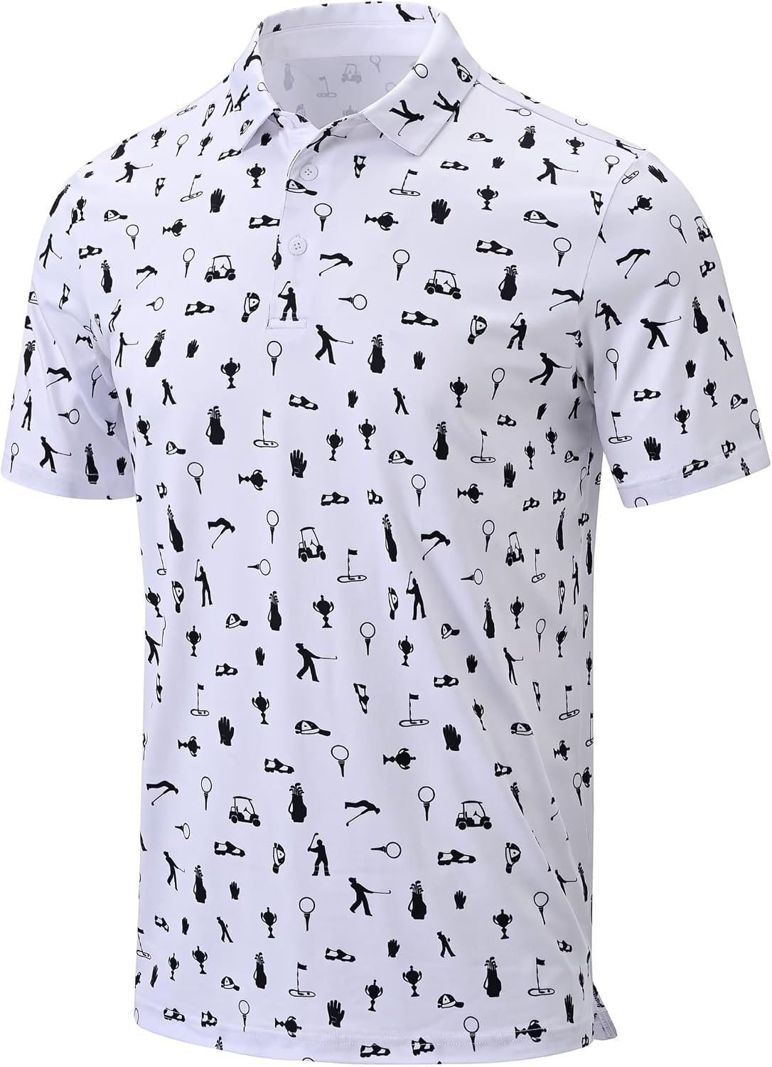 QPNGRP Men’s Print Golf Shirt Short Sleeve Dry Fit Moisture Wicking Performance Polo Shirts
