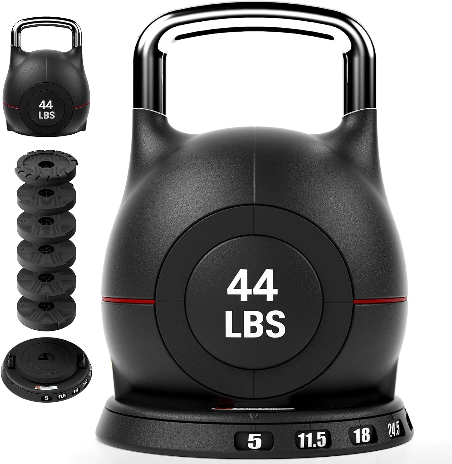 LIFERUN Adjustable Kettlebell Set with 7 Weight Levels, 22.5 lb or 44 lb | Quick-Change Weight Dial & Safety Lock, Space-Saving Design, Full-Body Workout & Cross-Training