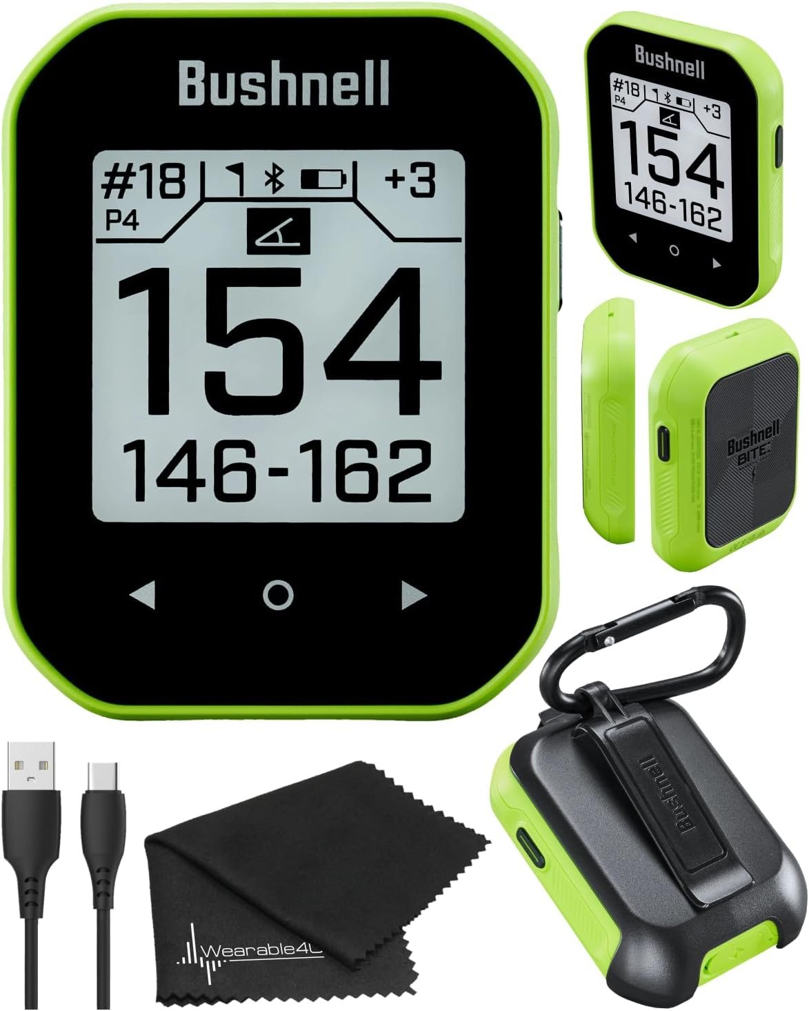 Bushnell Phantom 3 Slope GPS Golf Green with Slope Technology, Touchscreen, Magnetic Cart Mount with Wearable4U Towel Bundle, 60x76x18 mm, 362402