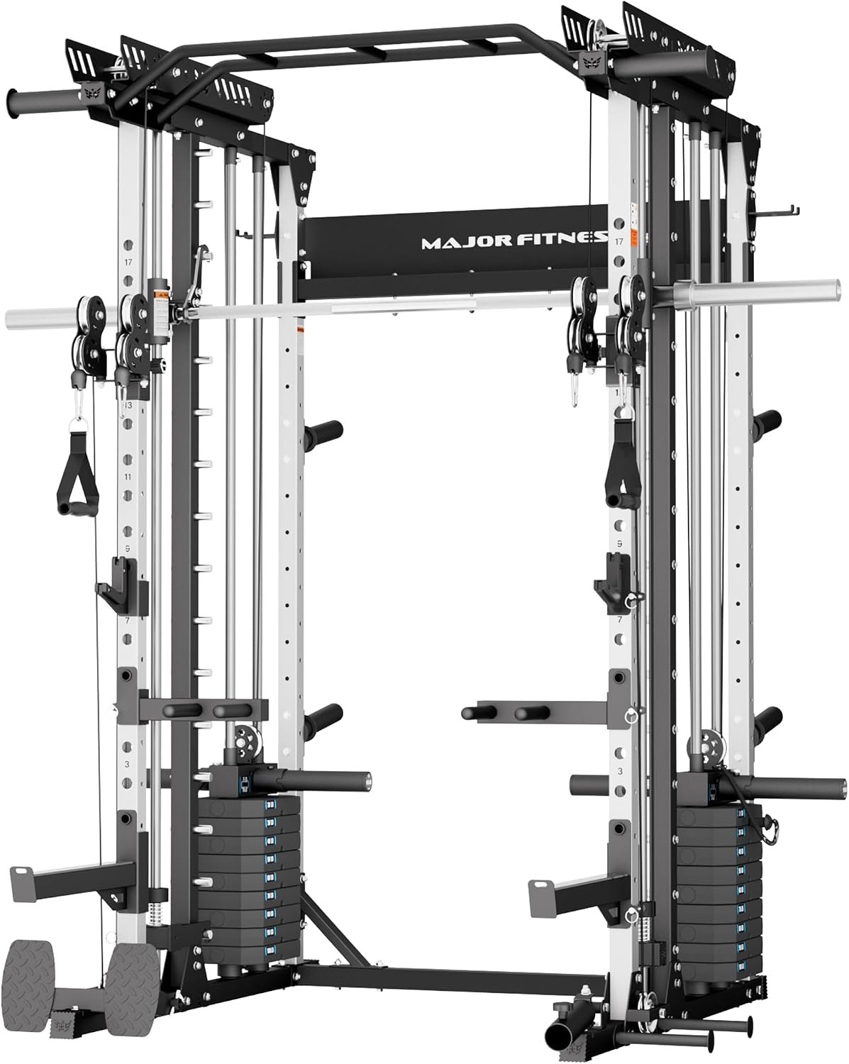 Major Fitness Drone MAX V Smith Machine with Weight Stacks, All-in-One Home Gym Squat Rack–2500LB Capacity, Dual LAT Pull-Down Systems & Cable Crossover Machine, Heavy-Duty Full-Body Workout Machine