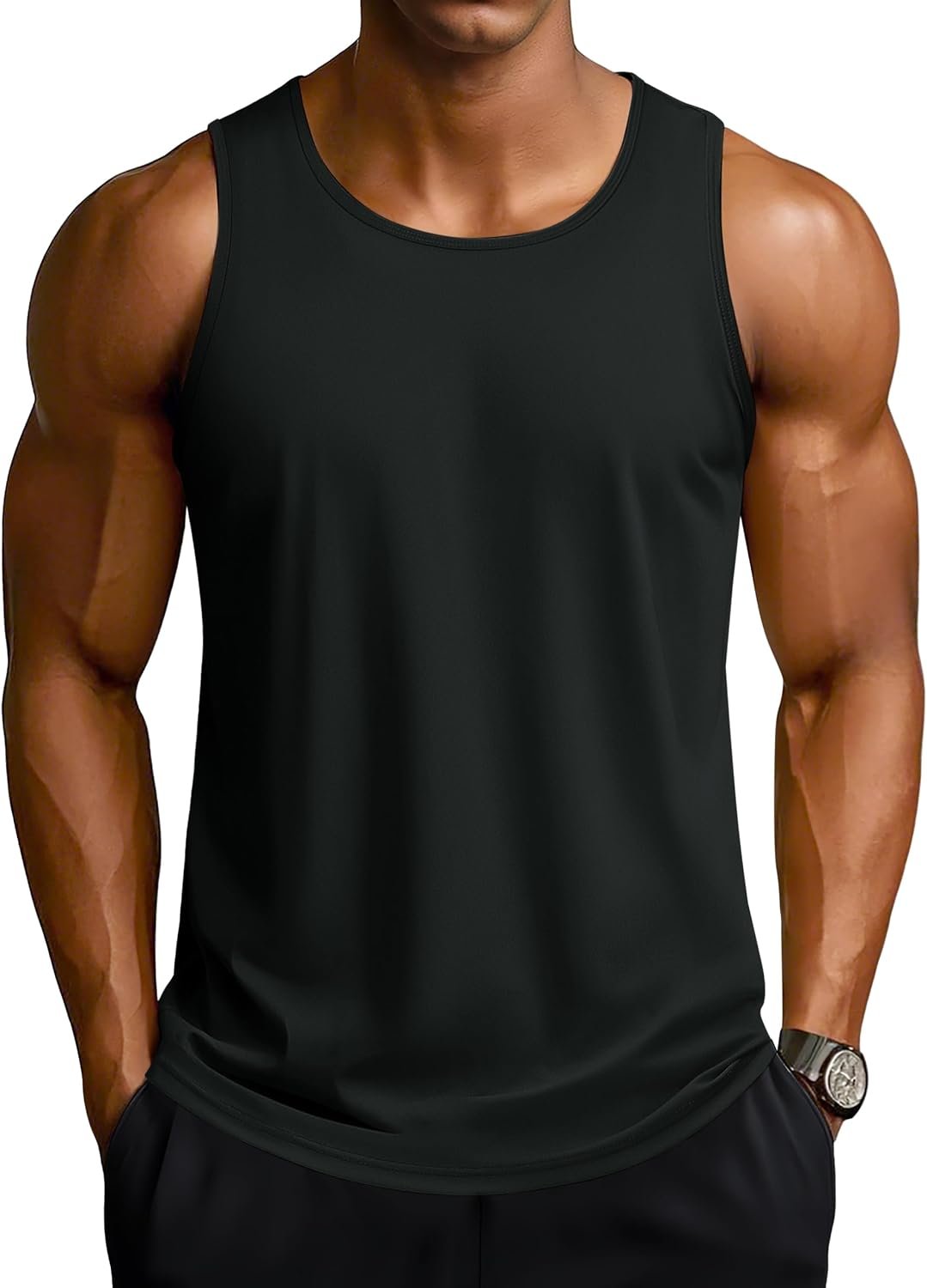 TACVASEN Men’s Workout Tank Tops Sleeveless UPF 50+ Summer Sun Shirts Quick Dry for Running Swim Gym Beach