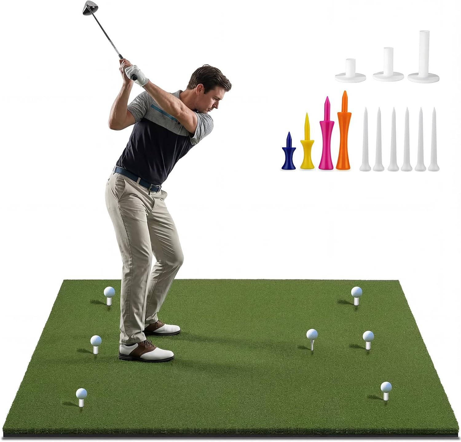 Pro Golf Hitting Mat 4’X5′ | 2″ Thick Heavy Duty Nylon & Premium NBR Foam | Durable & Withstand 500,000 Shots | Accept Real Tee | Superb Cushioning | No Residual | Indoor/Outdoor/Simulater