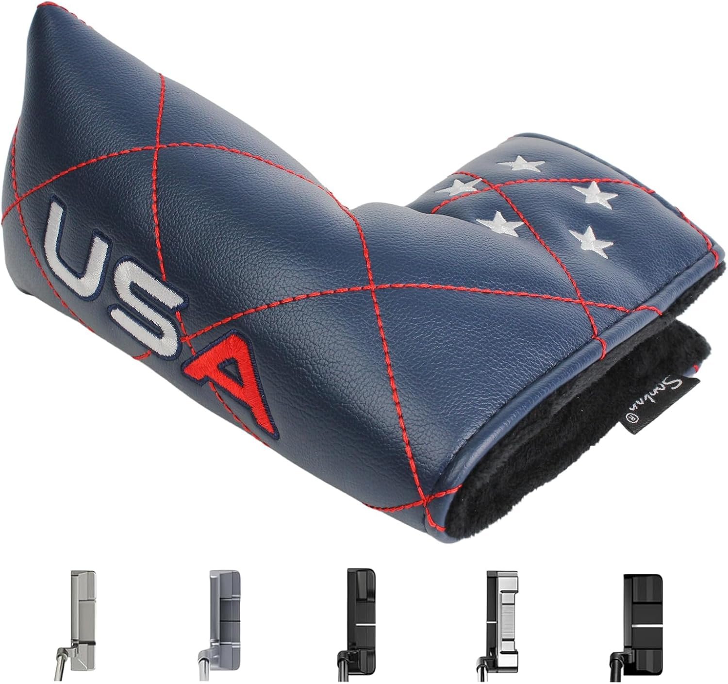 USA Golf Headcovers, Driver Headcover Fairway Wood Head Covers Hybrid and Putter Golf Club Covers of Hand-Embroidery Techniques,Colors of American Flag, for Men Women Golf Enthusiast (1/3 Pack)