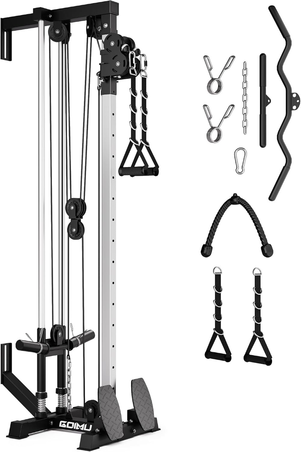 Wall Mount Cable Station, WM1 Cable Crossover Machine with 17 Positions, High and Low Cable Crossover Machine with Removable Footplate for Garage Home Gym