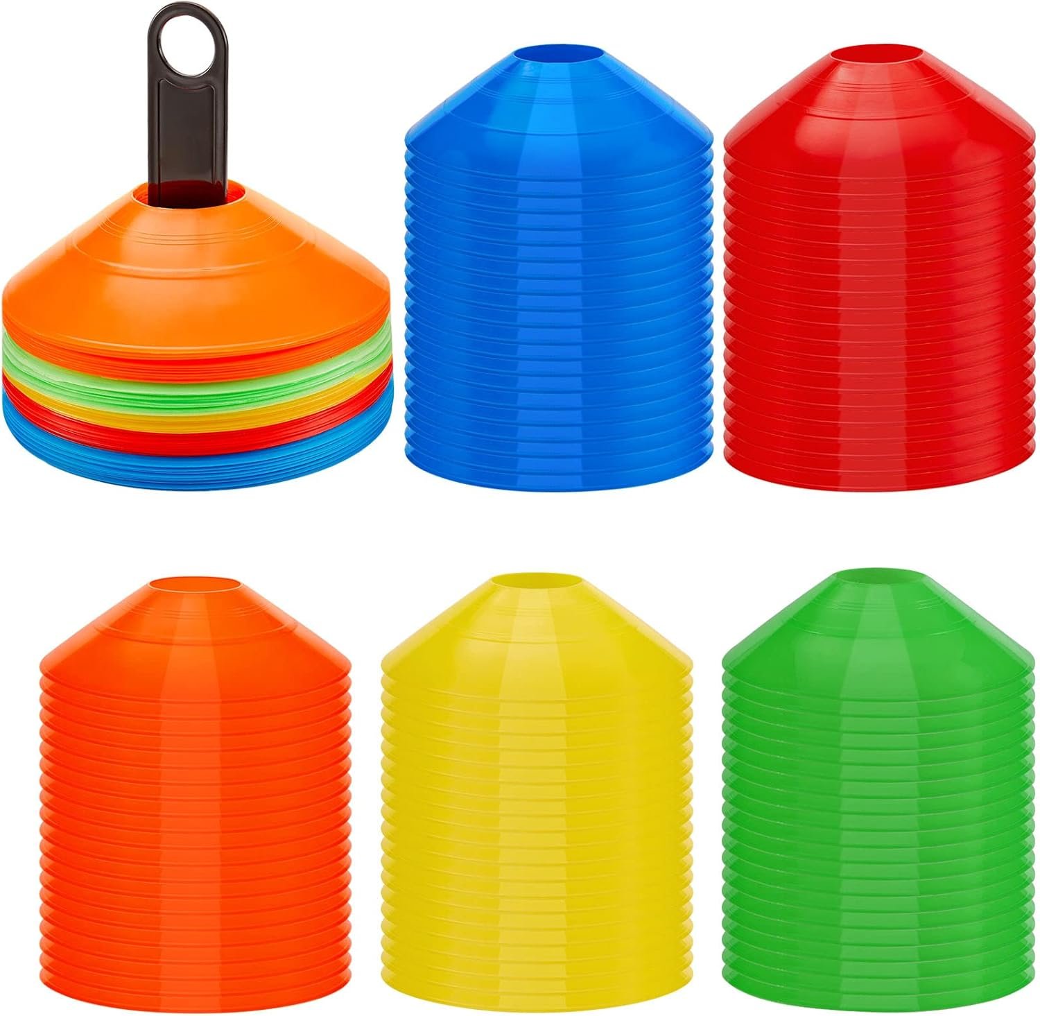Lewtemi Soccer Disc Cones Sports Training Cones Plastic Multicolor Field Marker with 2 Holder for Football Basketball Lacrosse Tennis Practice Equipment