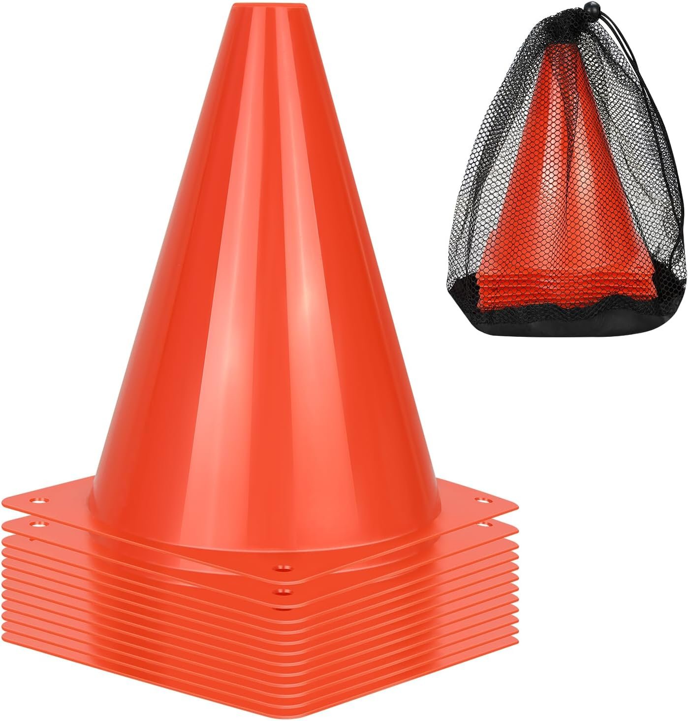 PXZBLG 12/24/50pcs Soccer Cones, 7″ Plastic Traffic Cones | for Sports Training, Football, Soccer, Basketball, Coaching, Practice