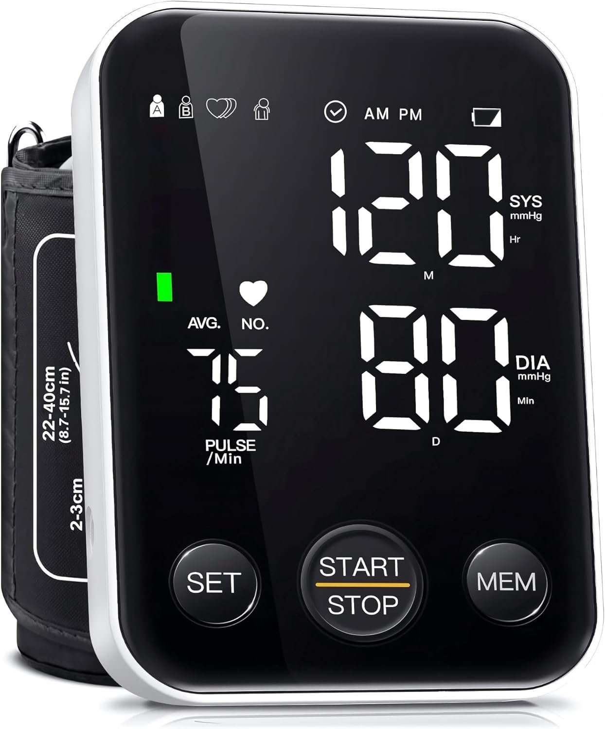 Oklar FDA Cleared Blood Pressure Monitor Upper Arm BP Machine for Home Use | Clinical Accuracy, 2×120 Memory, Large LED Display & 8.7″-15.7″ Adjustable Cuff, Dual Power for Home & Travel, Black