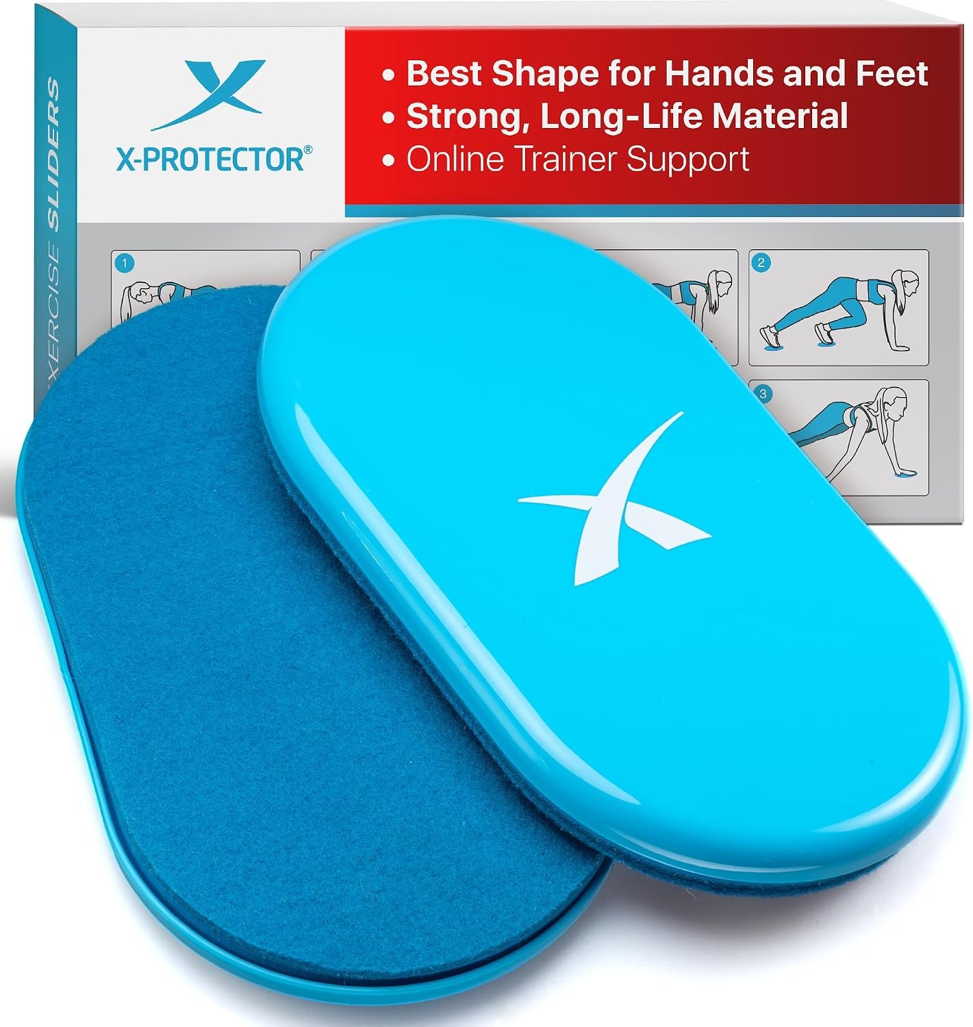 X-Protector Sliders for Working Out – 2 PCS – Double-Sided Exercise Sliders for Hard & Carpeted Floors – Gliders for Exercising!