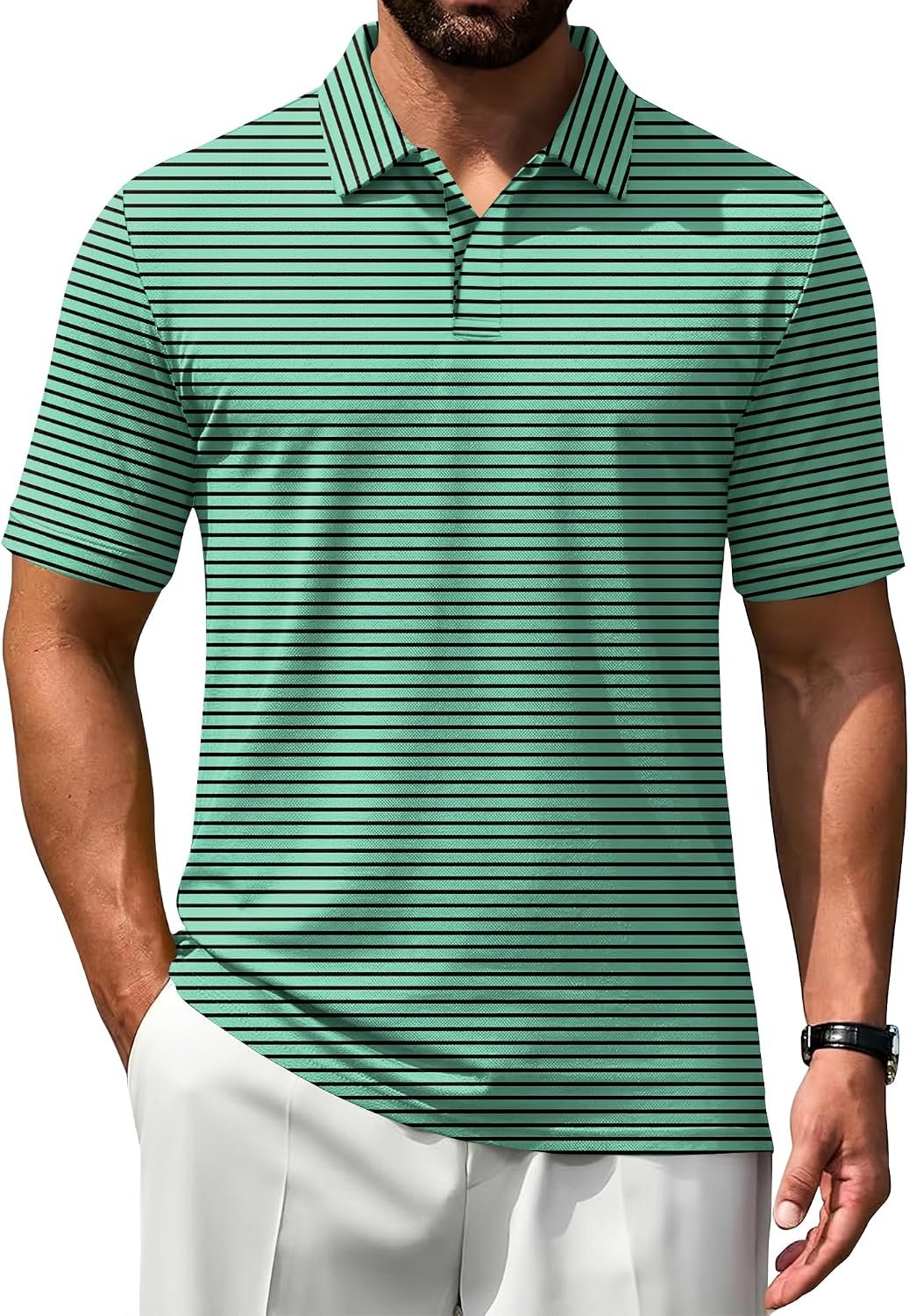 Poriff Mens Polo Shirts Short Sleeve Golf Shirt Dry Fit Athletic T-Shirt Moisture Wicking Top (S-3XL)