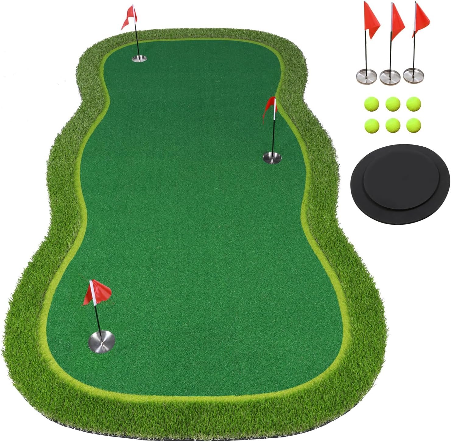 Golf Putting Green Mat,Golf Practice Training Mat for Indoor/Outdoor | Professional Golf Putting Mat,True-Roll Surface,Anti-Slip Base,Long Challenging Green Mat