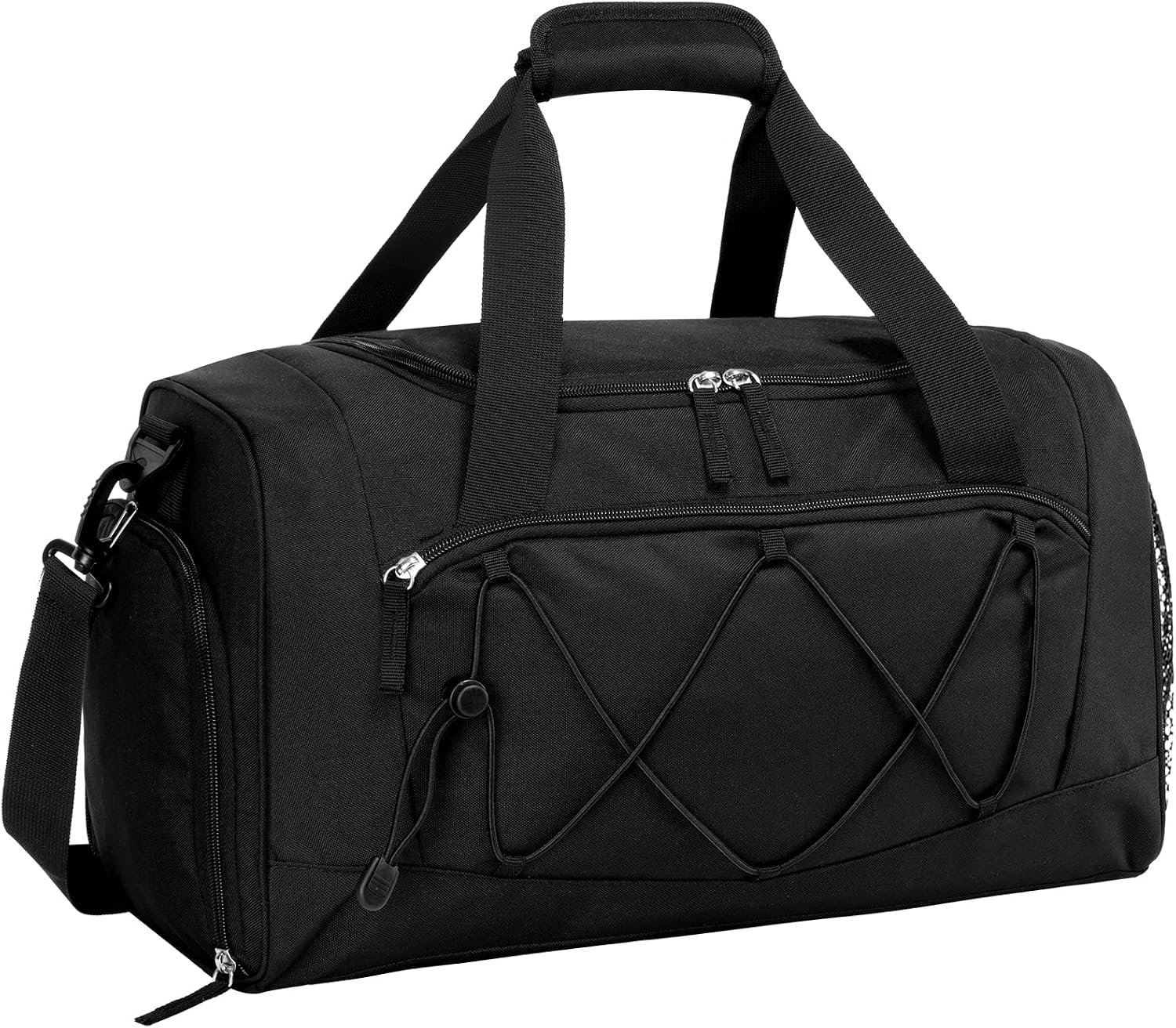 Vorspack 18 Inches Structured Gym Bag with Shoe Compartment, Black | Lightweight & Water-Resistant, 6 Pockets, 28L Capacity, for Gym Sports Travel Weekender Overnight