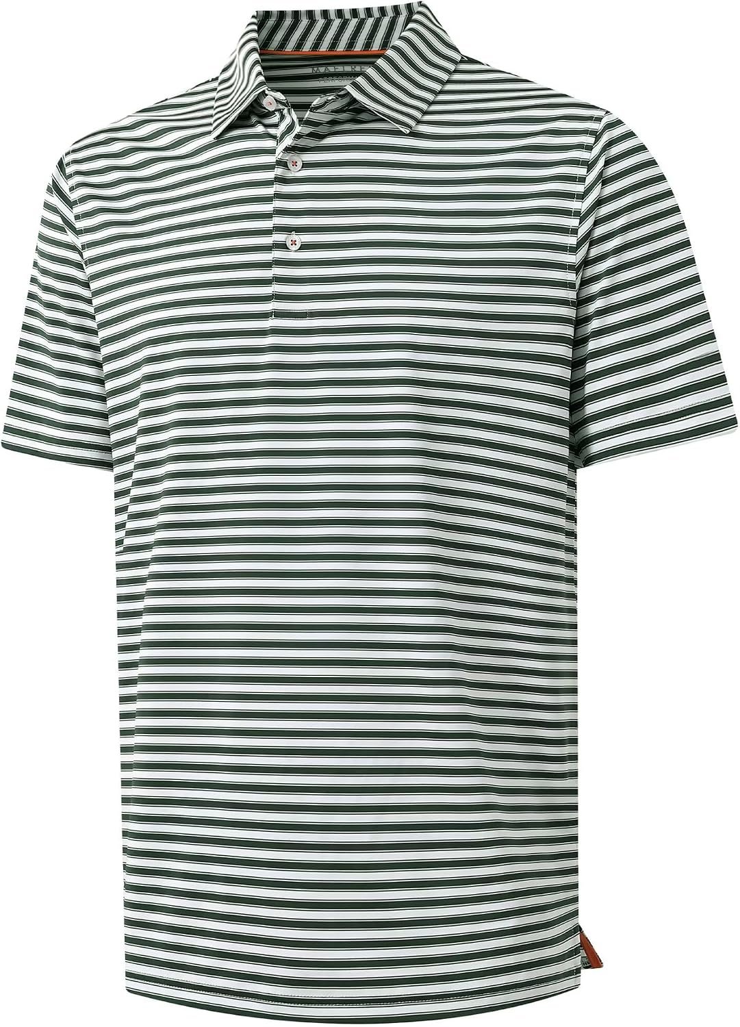 M MAELREG Golf Shirts for Men Short Sleeve Dry Fit Casual Striped Performance Moisture Wicking Collared Mens Polo Shirts