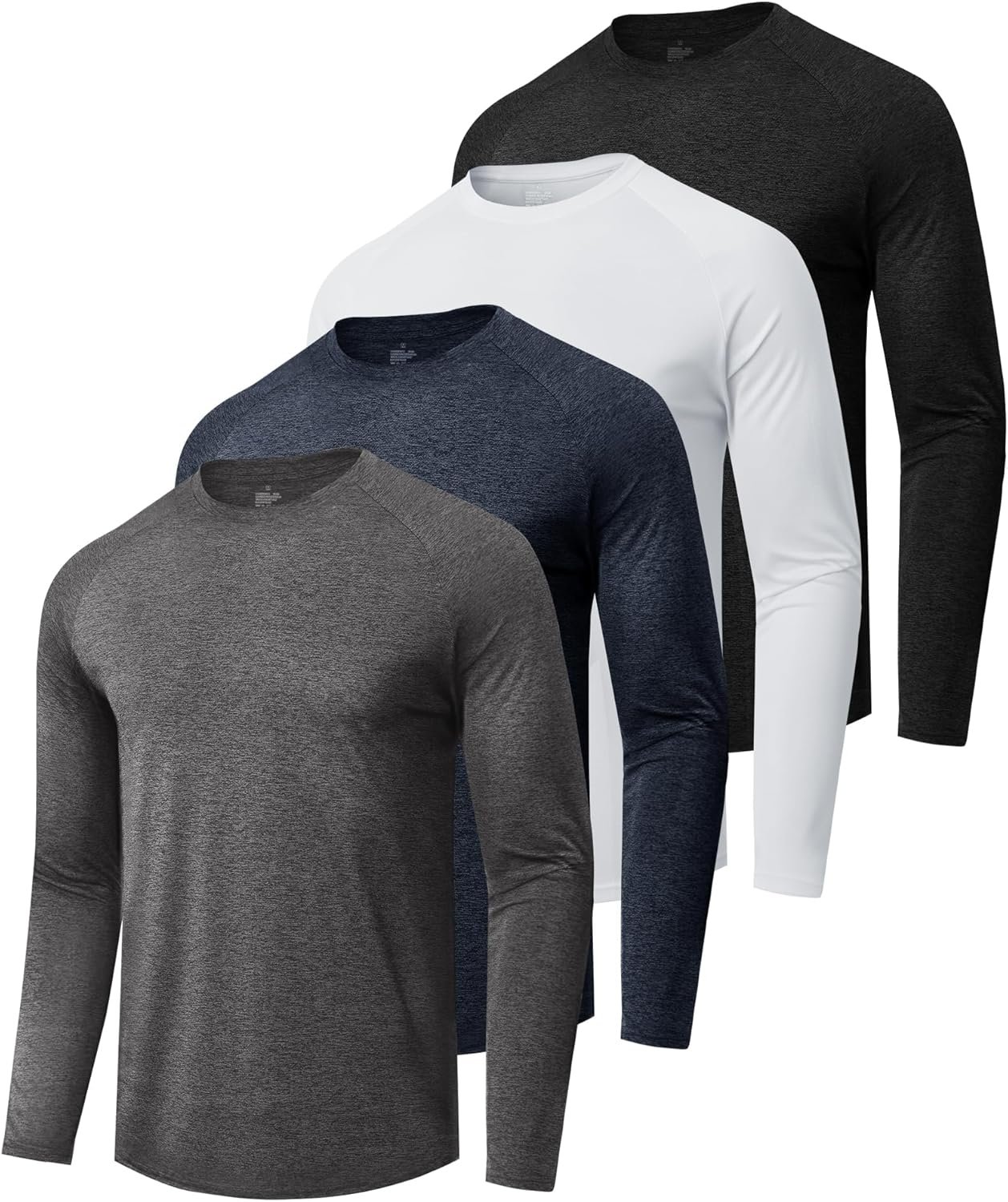 4 Pack Long Sleeve Shirts for Men – Quick Dry Moisture Wicking Tshirts