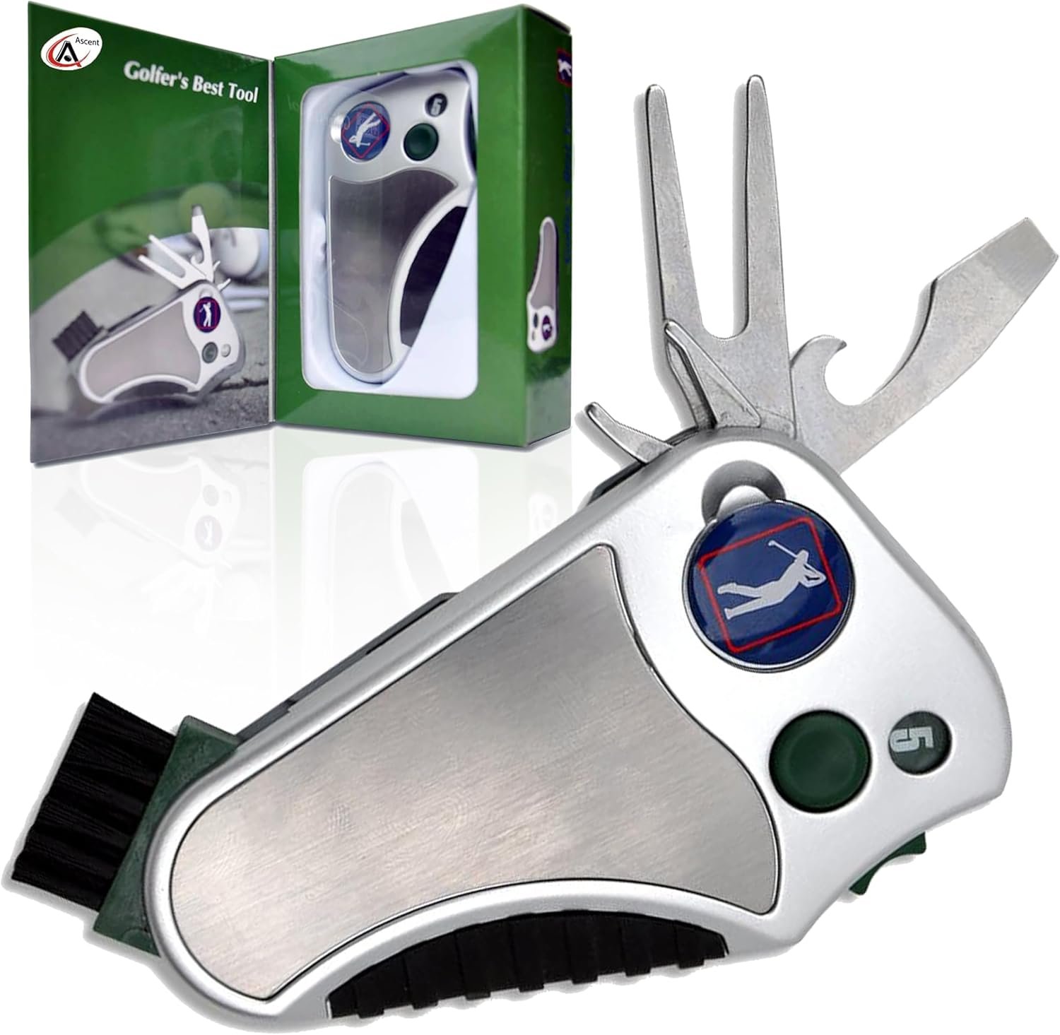 Golfer’s Best Tool – 6-in-1 Golf Multitool | Fathers Day Gift | Stroke Counter, Divot Repair, Brush, Ball Marker, Cleat Tightener, Club Cleaner | Compact Golf Gift & Souvenir